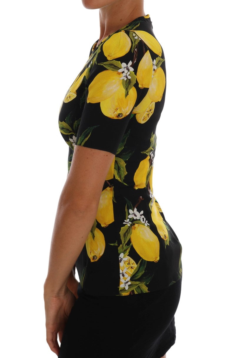 Dolce & Gabbana Multicolored Lemon Silk Stretch T-Shirt-2