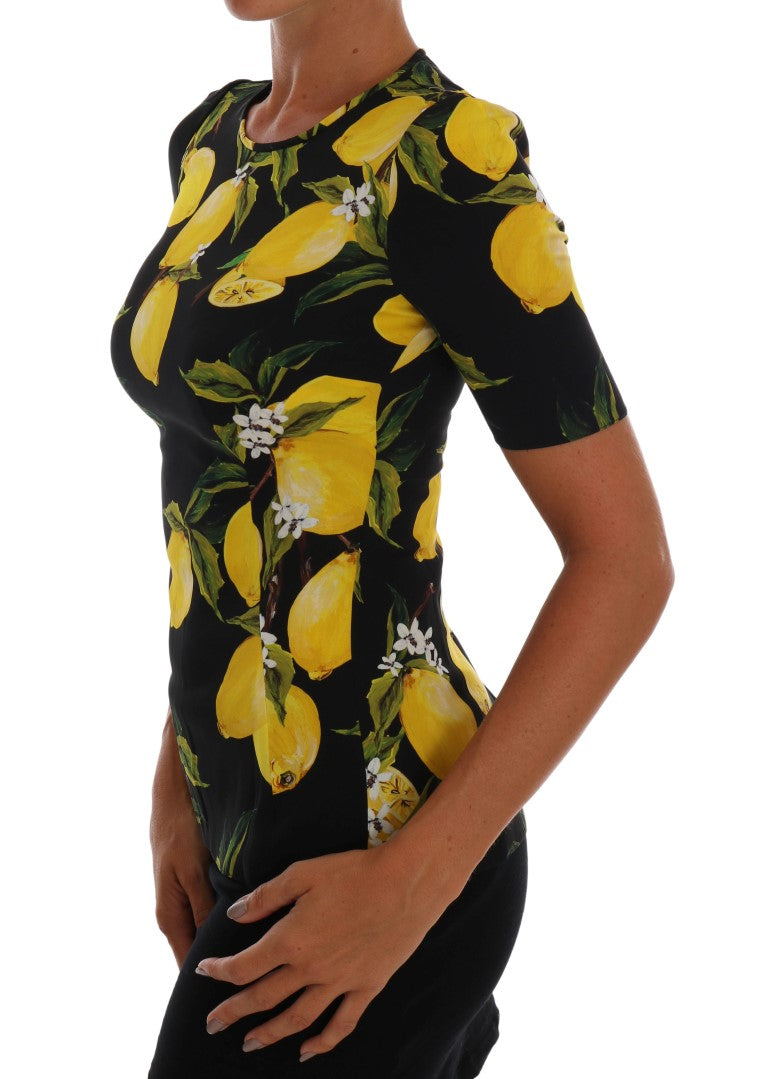 Dolce & Gabbana Multicolored Lemon Silk Stretch T-Shirt-3