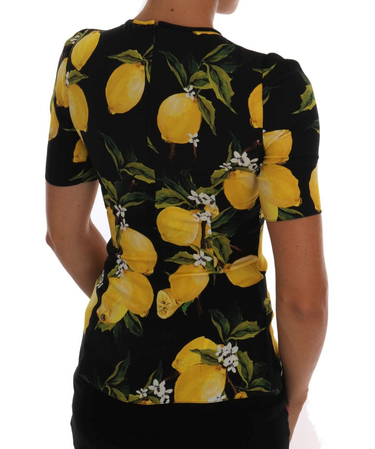 Dolce & Gabbana Multicolored Lemon Silk Stretch T-Shirt-4