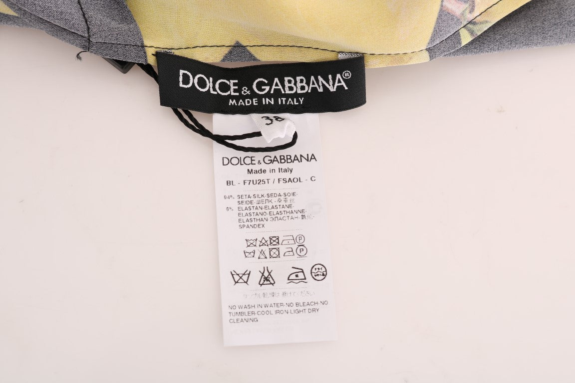Dolce & Gabbana Multicolored Lemon Silk Stretch T-Shirt-6