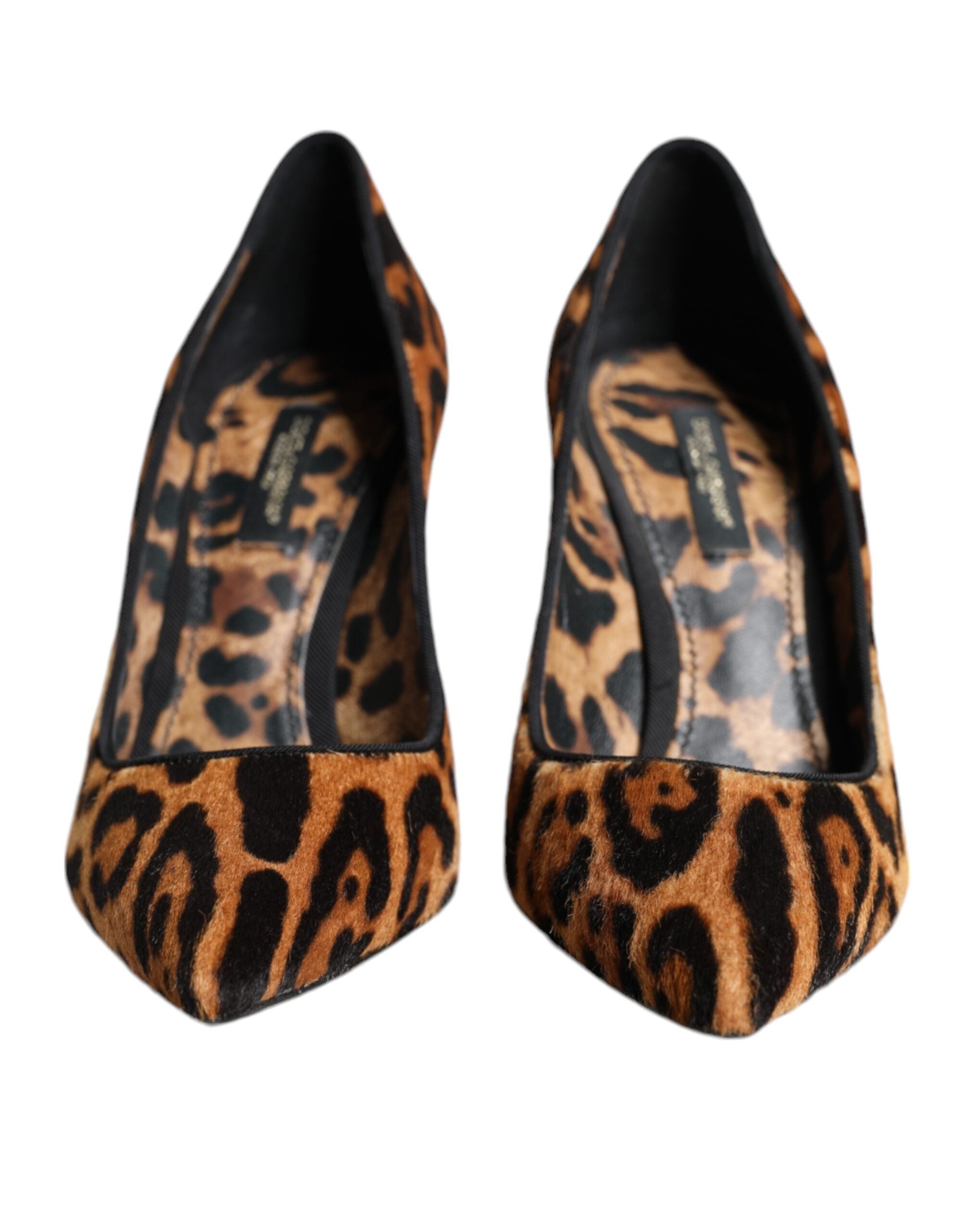 Zapatos de tacón de pelo de becerro con estampado de leopardo marrón de Dolce & Gabbana-2