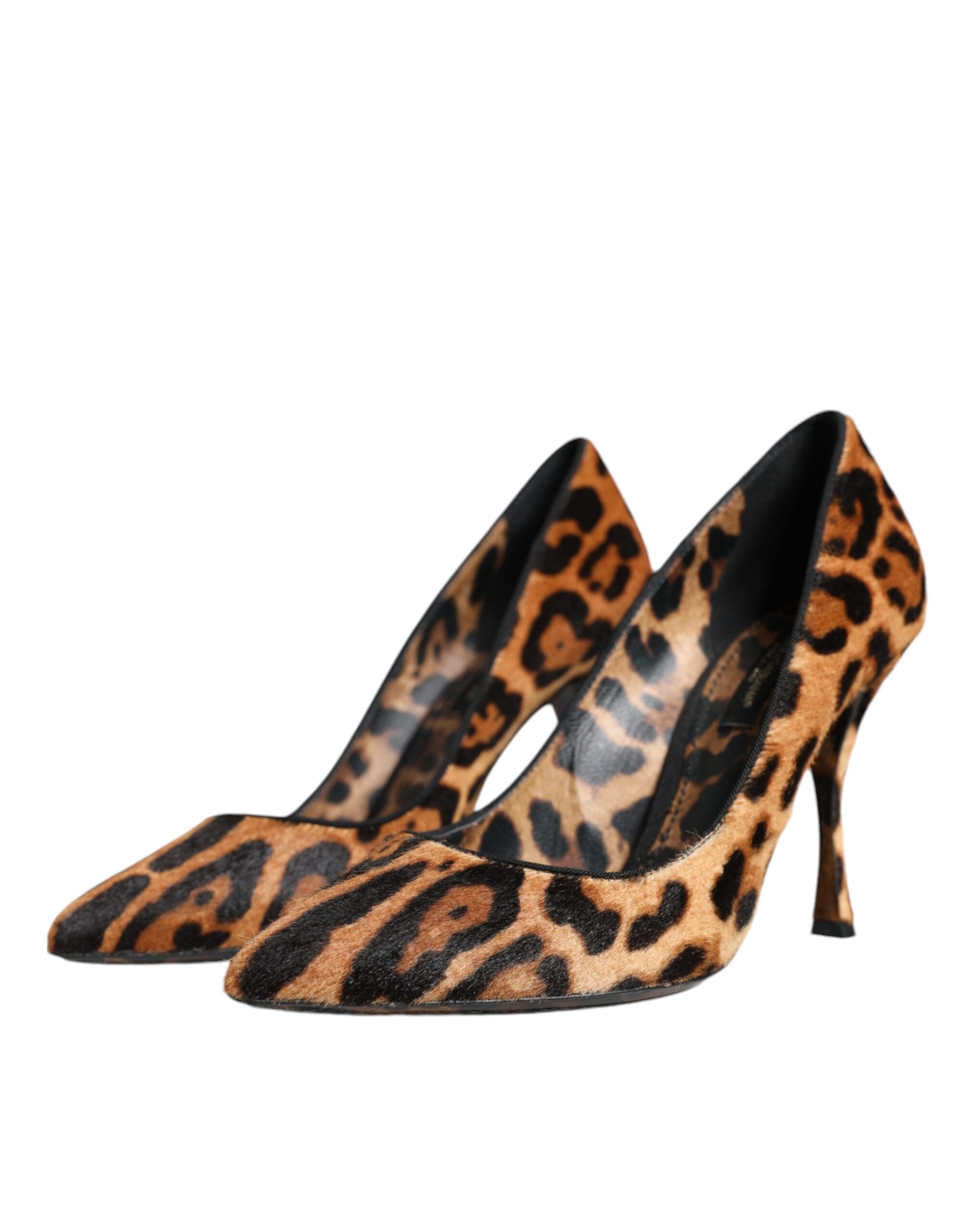 Zapatos de tacón de pelo de becerro con estampado de leopardo marrón de Dolce & Gabbana-3