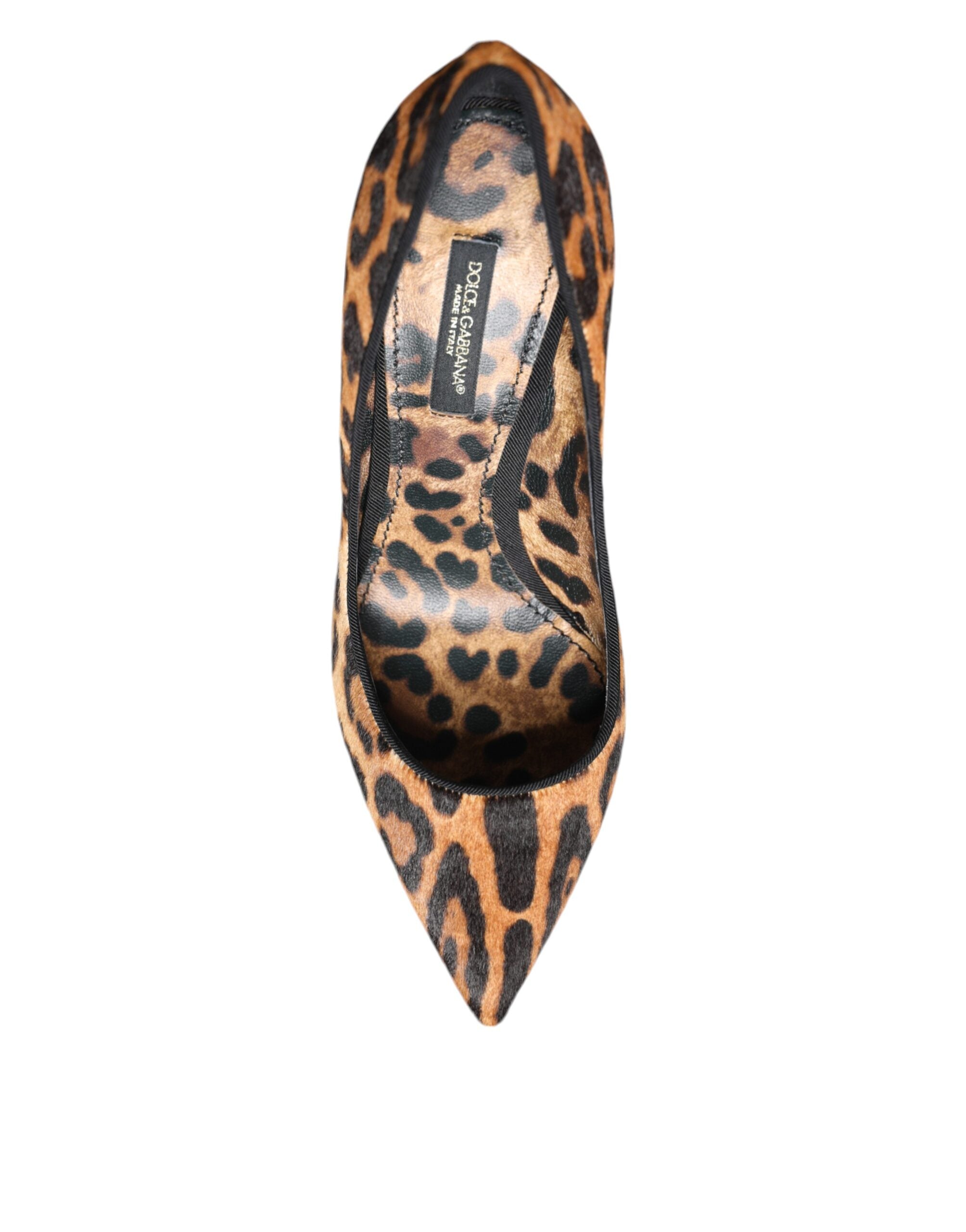 Zapatos de tacón de pelo de becerro con estampado de leopardo marrón de Dolce & Gabbana-6
