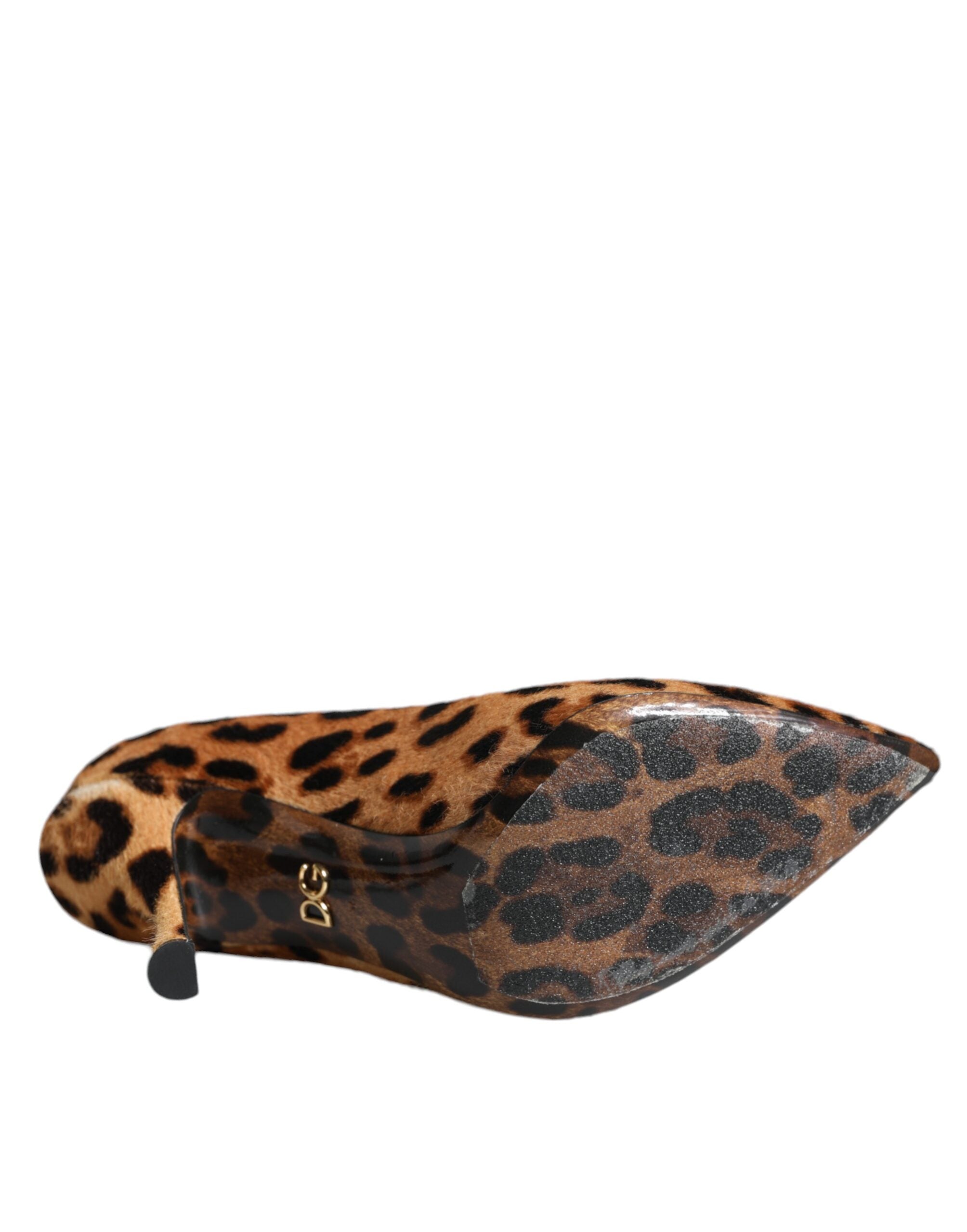 Zapatos de tacón de pelo de becerro con estampado de leopardo marrón de Dolce & Gabbana-8