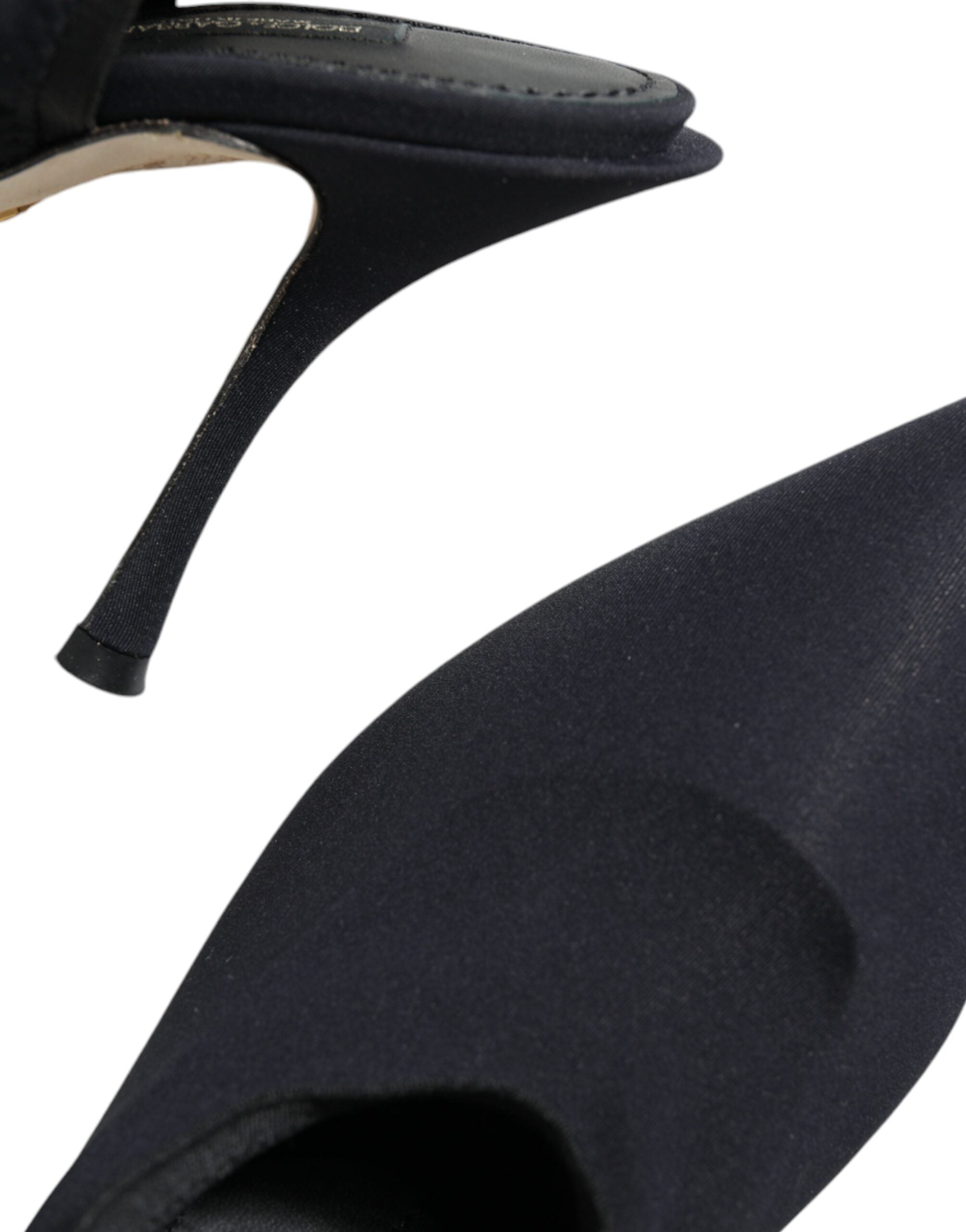 Dolce & Gabbana Black Jersey Stretch Heels Slingback Shoes-6