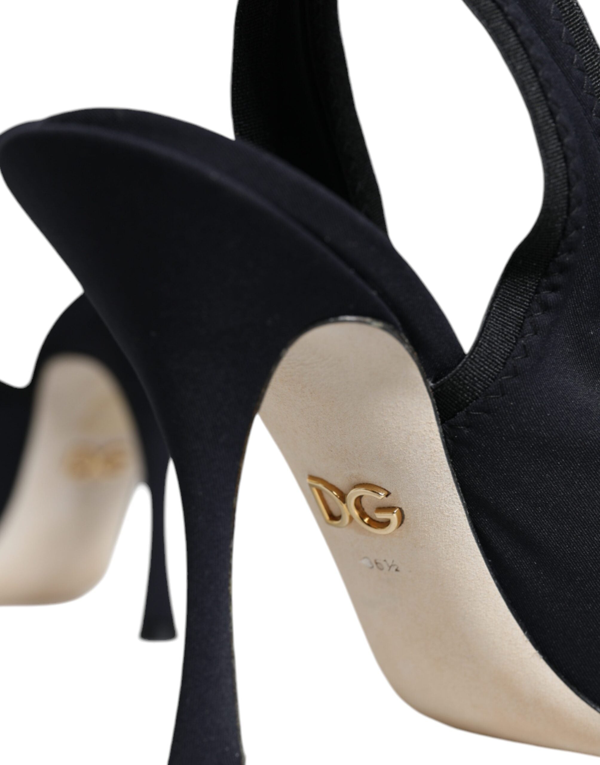 Dolce & Gabbana Black Jersey Stretch Heels Slingback Shoes-7
