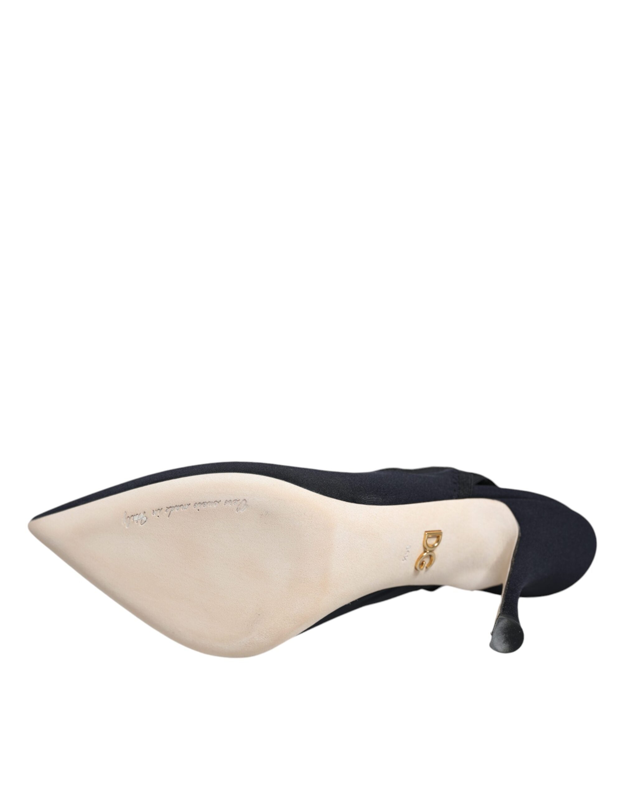 Dolce & Gabbana Black Jersey Stretch Heels Slingback Shoes-8