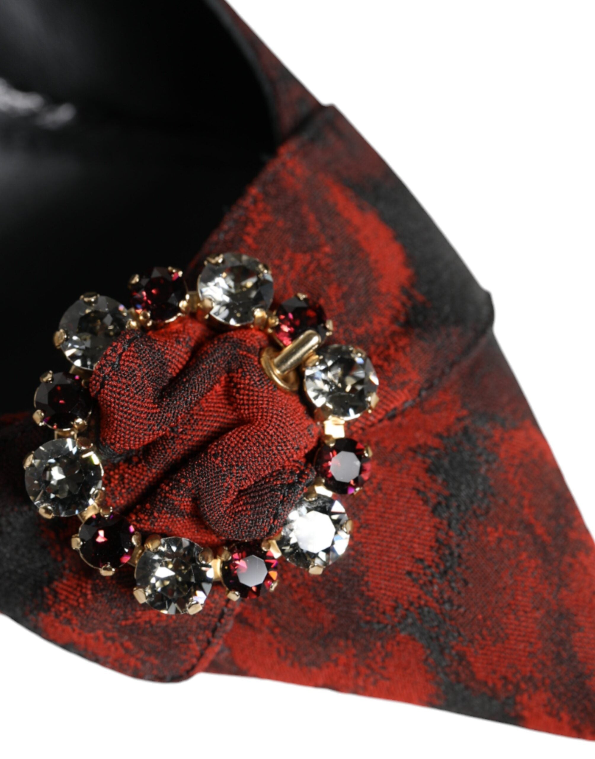 Dolce & Gabbana Schwarz Rot Floral Kristall Absatz Slingback Schuhe-7