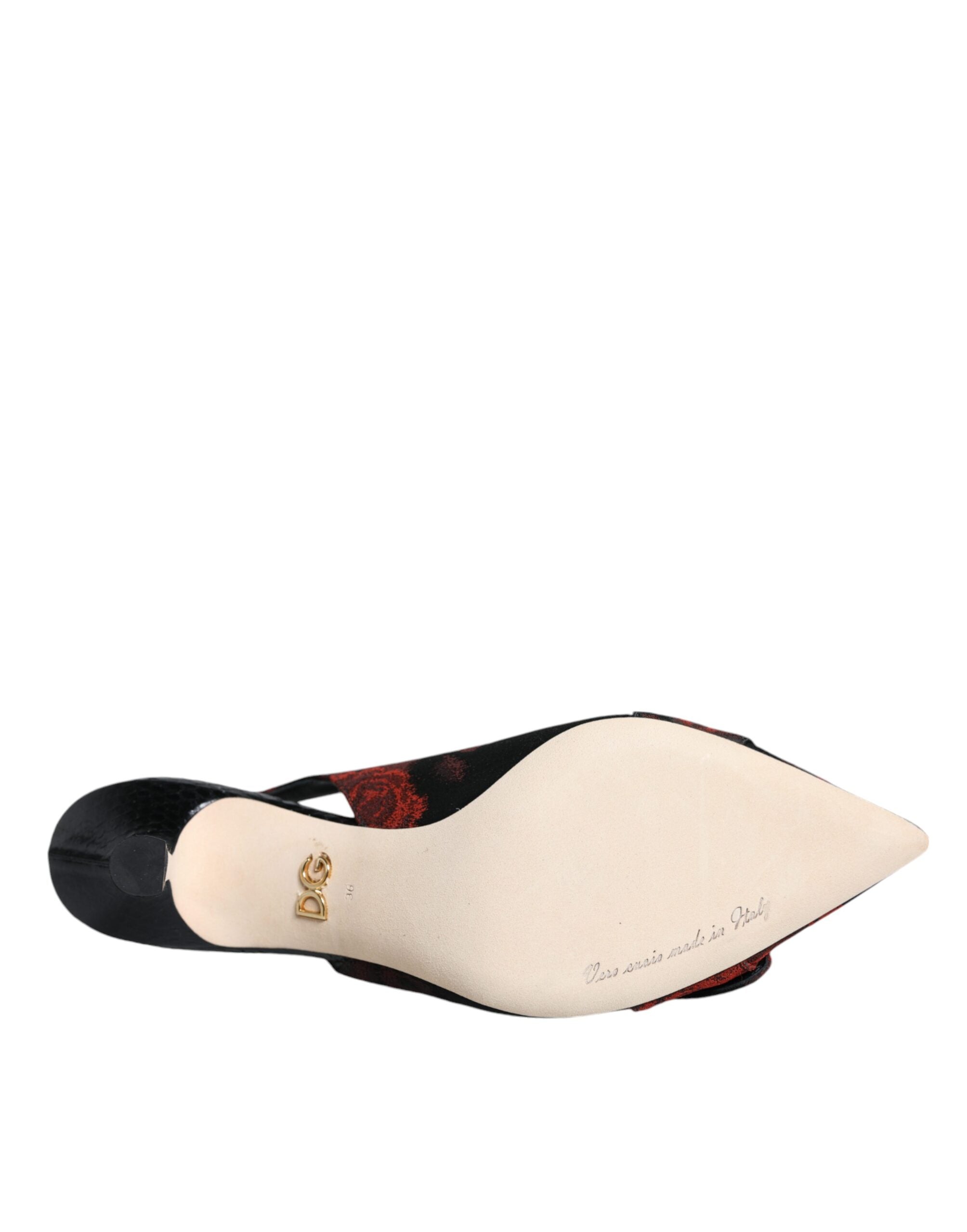 Dolce & Gabbana Schwarz Rot Floral Kristall Absatz Slingback Schuhe-8