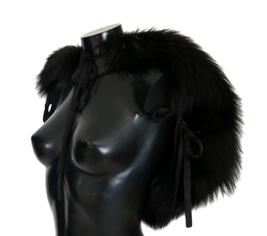 Dolce & Gabbana Black Silver Fox Fur Scarf-2