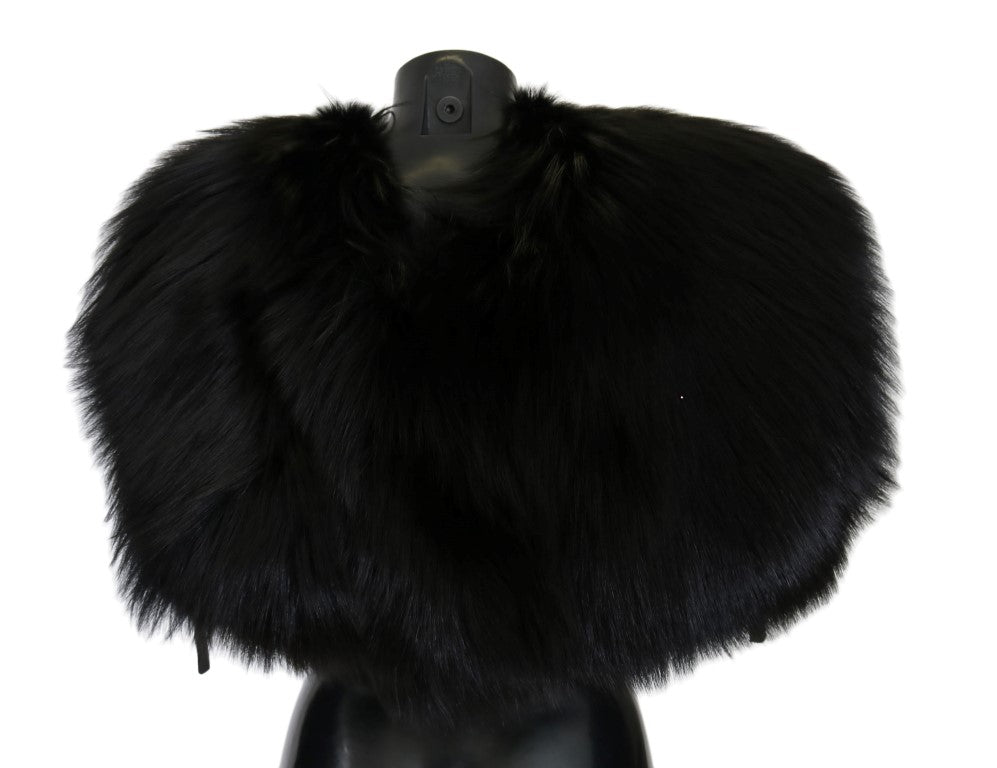 Dolce & Gabbana Black Silver Fox Fur Scarf-3