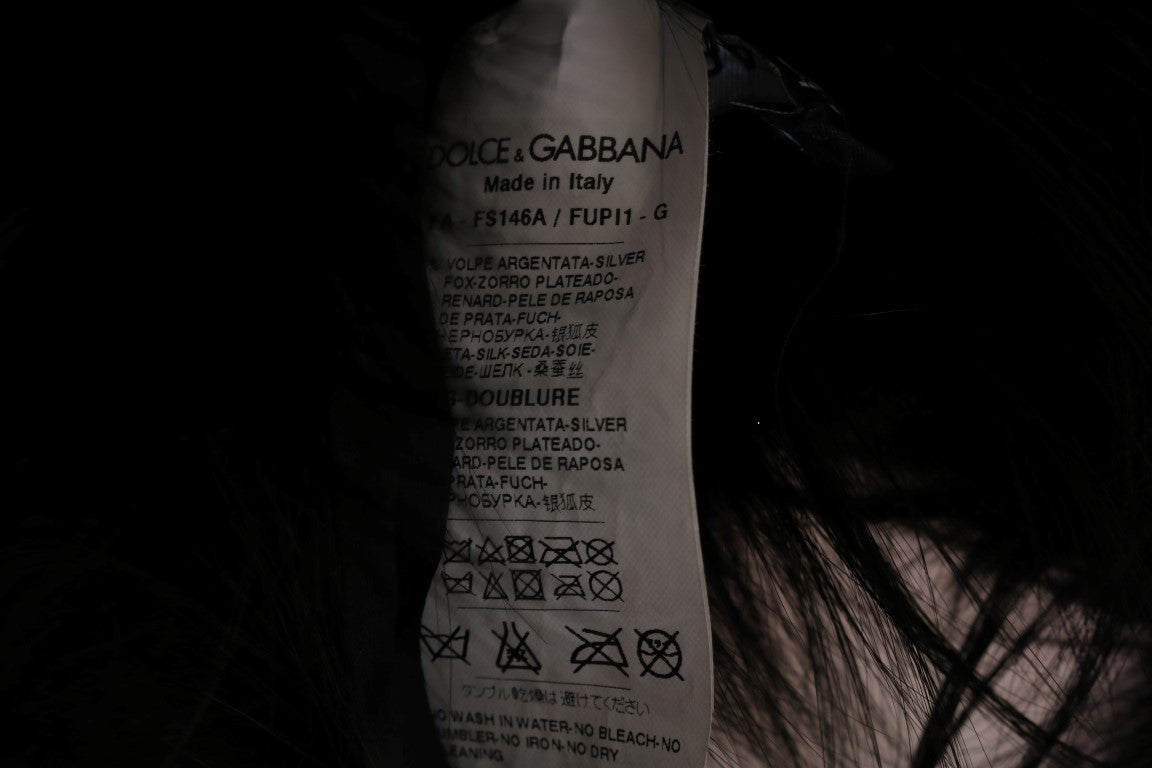 Dolce & Gabbana Black Silver Fox Fur Scarf-5