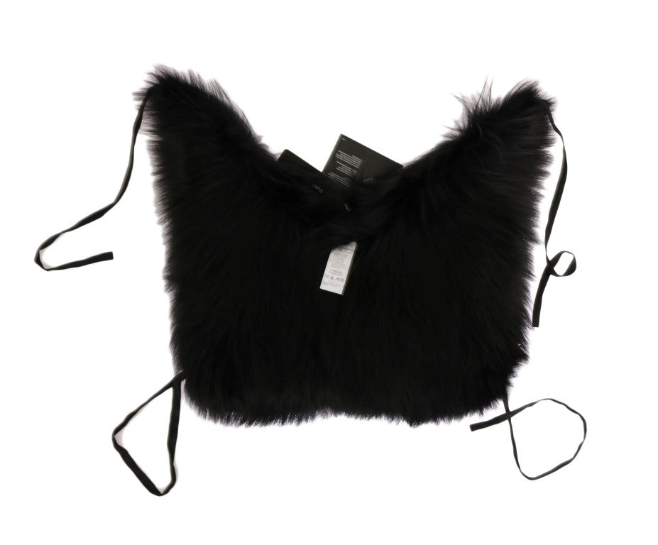 Dolce & Gabbana Black Silver Fox Fur Scarf-4