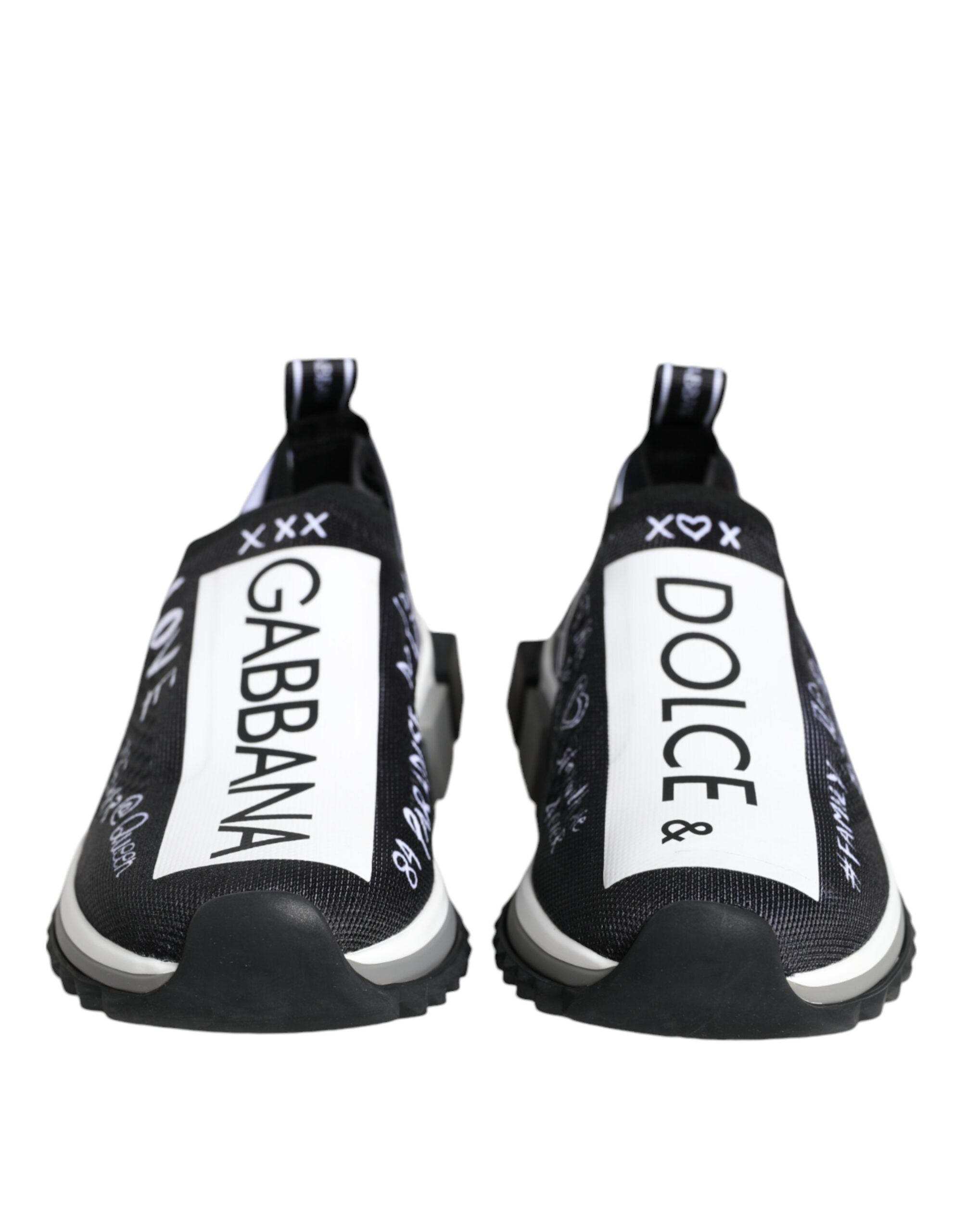 Dolce & Gabbana Black and White Sorrento Low Top Sneakers Shoes-2