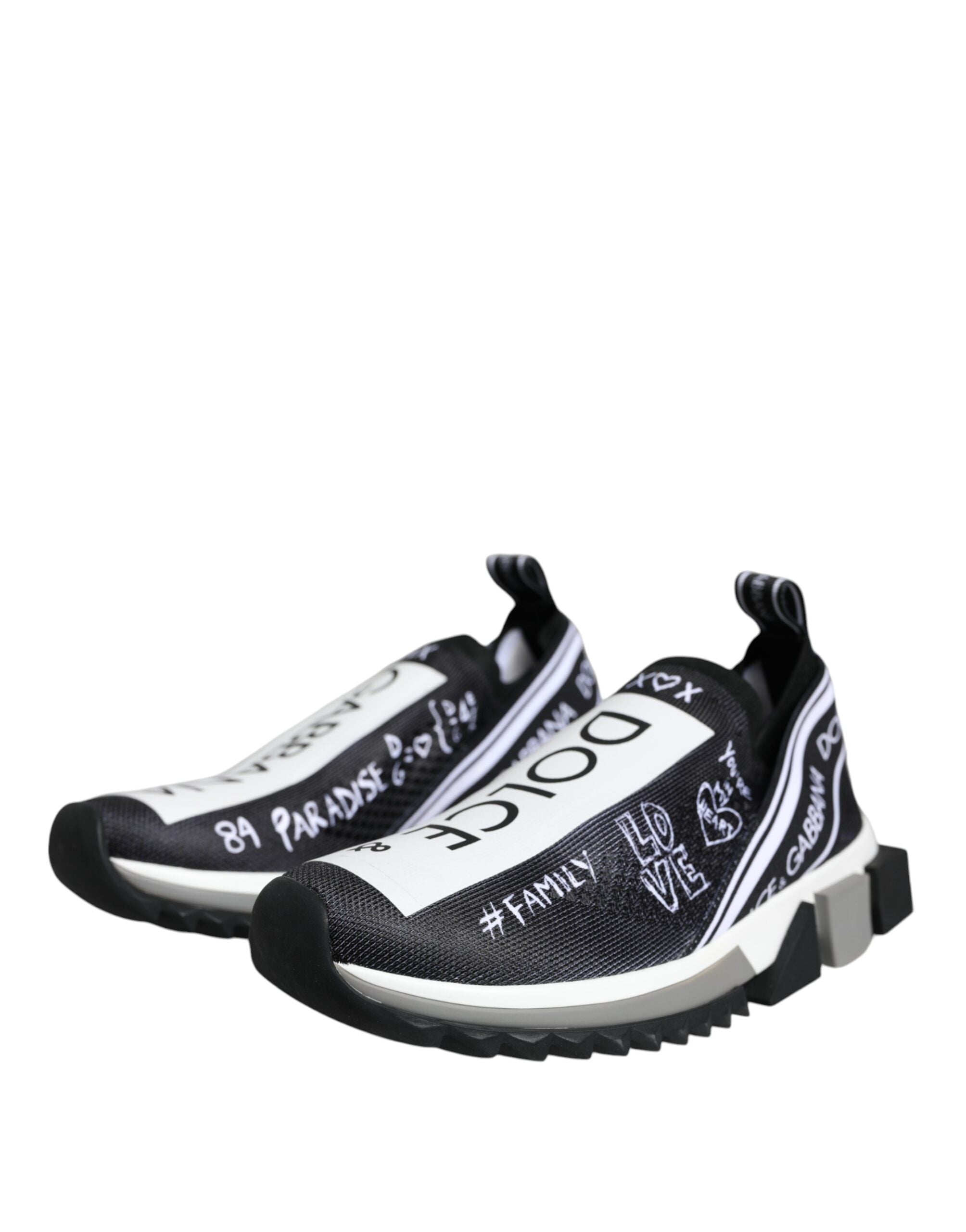 Dolce & Gabbana Black and White Sorrento Low Top Sneakers Shoes-3