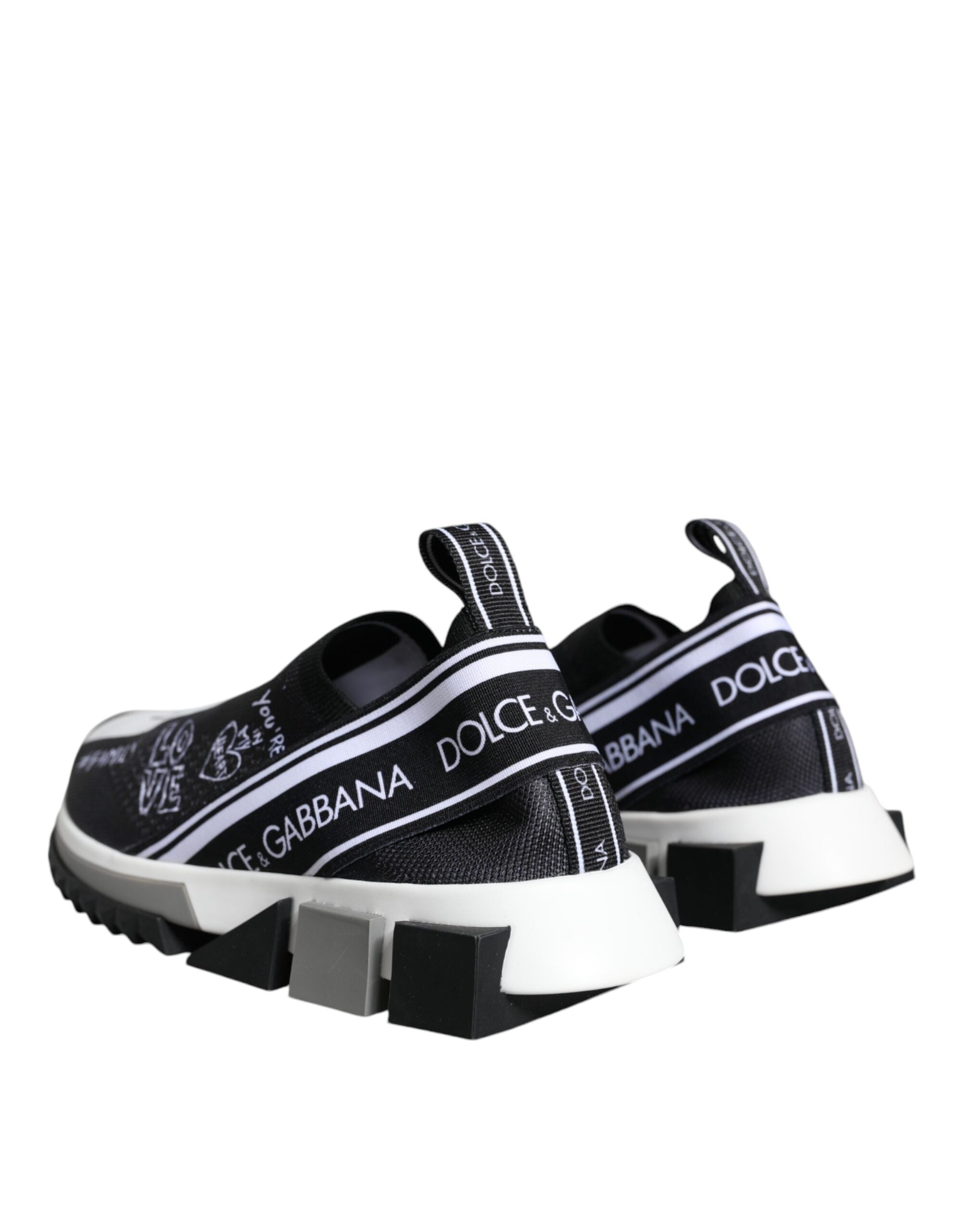 Dolce & Gabbana Black and White Sorrento Low Top Sneakers Shoes-4