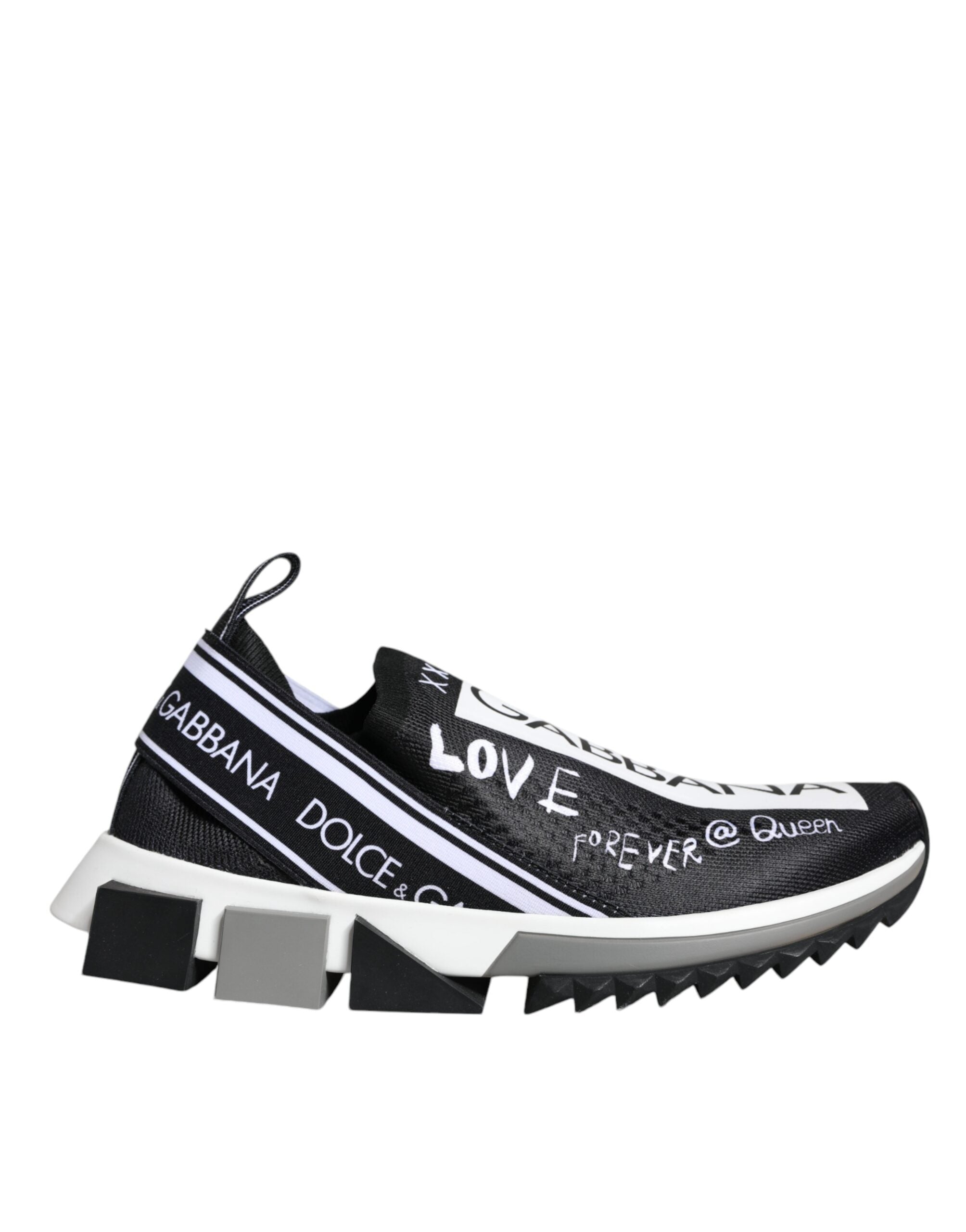 Dolce & Gabbana Black and White Sorrento Low Top Sneakers Shoes-1