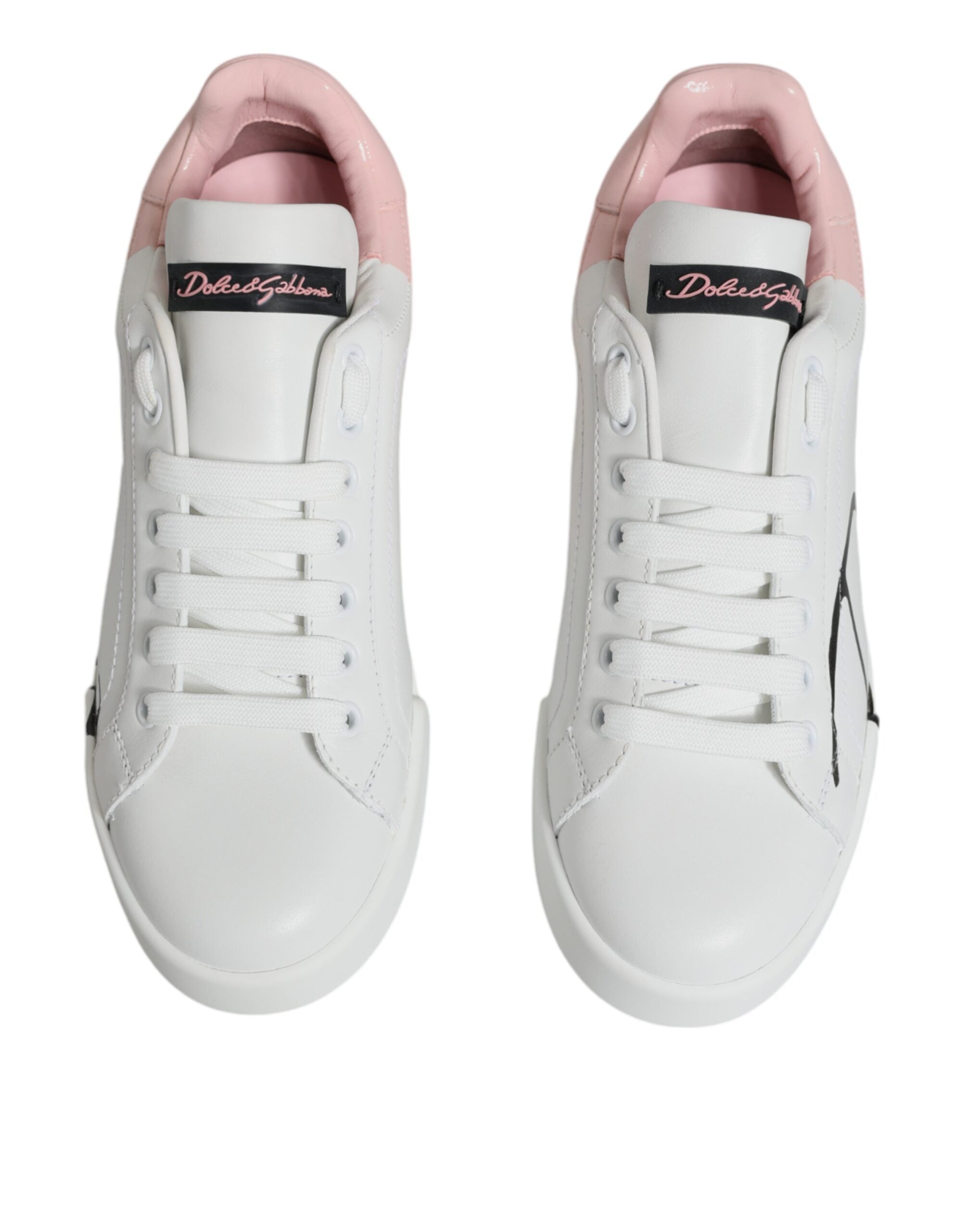 Zapatillas bajas Portofino blancas y rosas de Dolce & Gabbana-3