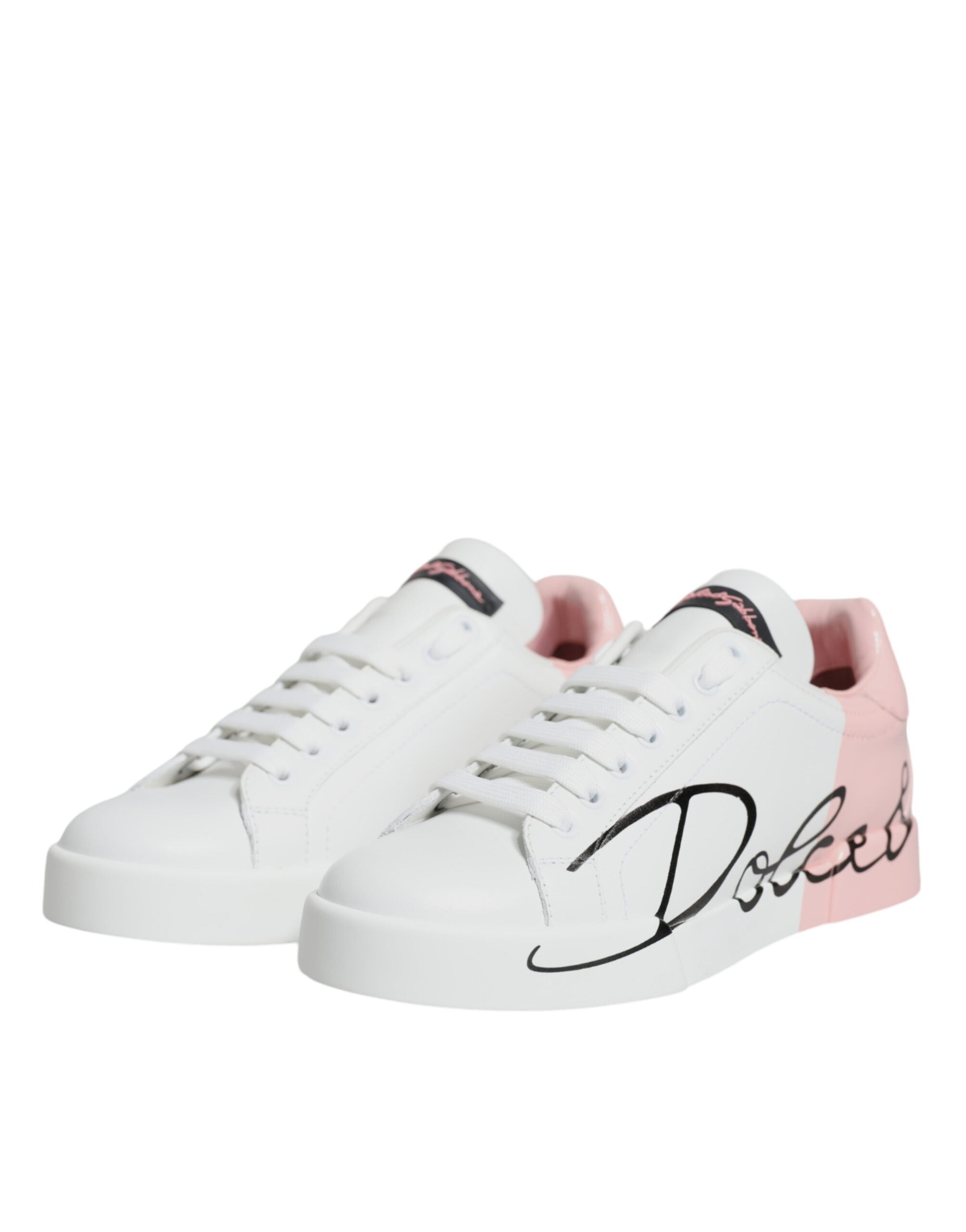Zapatillas bajas Portofino blancas y rosas de Dolce & Gabbana-4