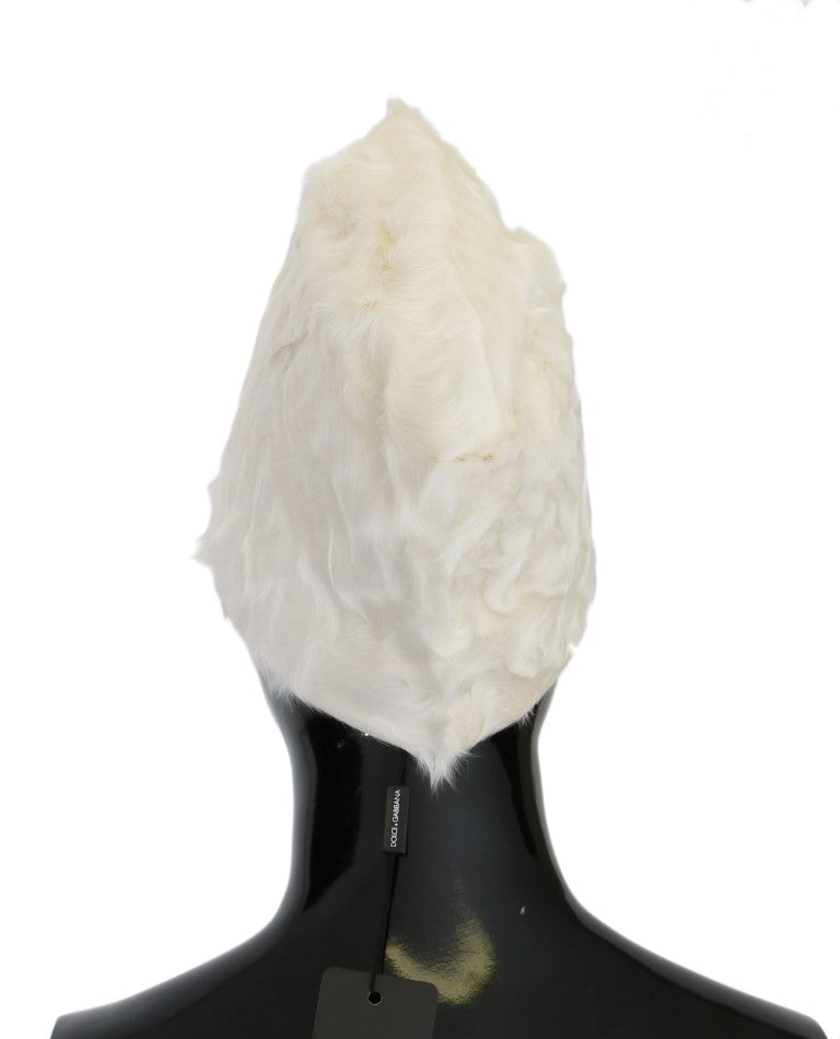 Dolce & Gabbana White Xiangao Lambskin Hat-3