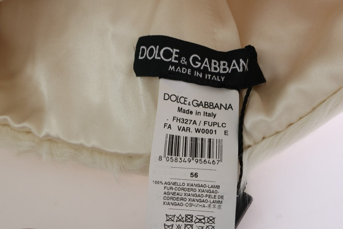 Dolce & Gabbana White Xiangao Lambskin Hat-5