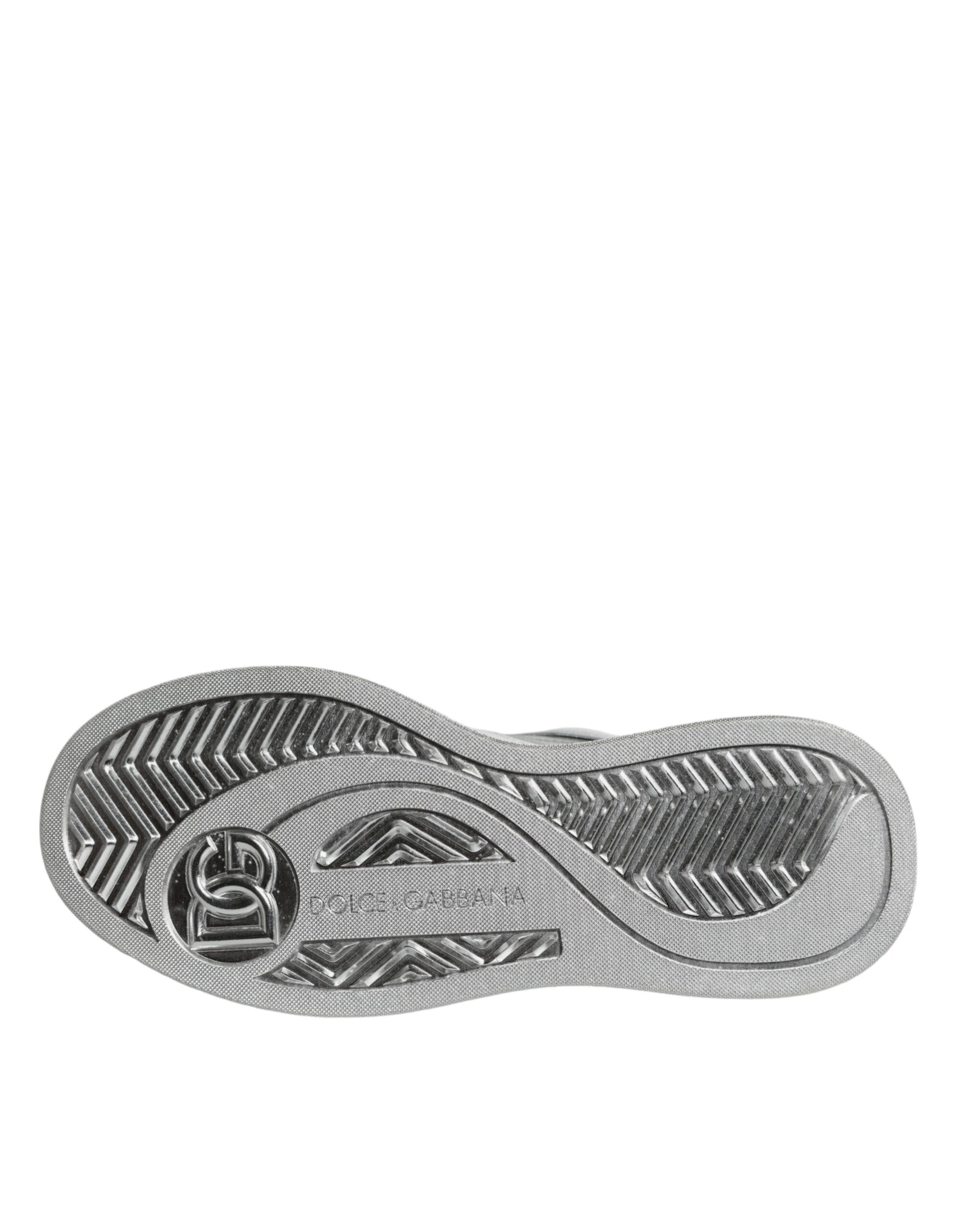 Dolce & Gabbana Weiß Silber Leder Low Top Sneakers Schuhe-8