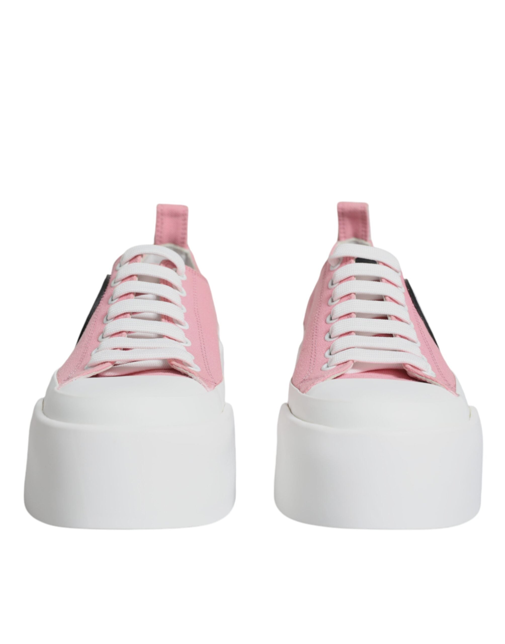 Zapatillas bajas con logo de lona rosa y blanca de Dolce & Gabbana-2