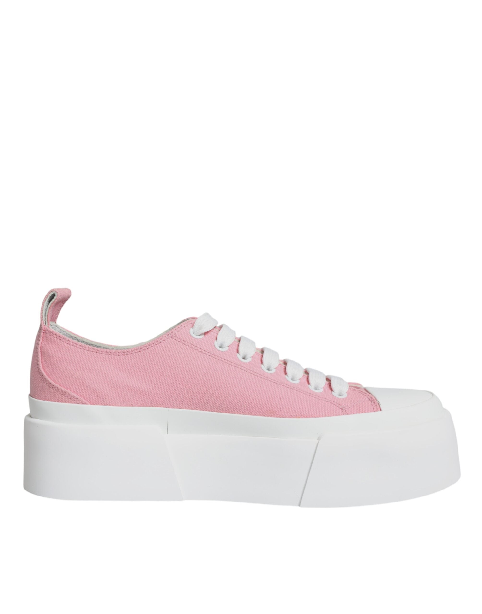 Zapatillas bajas con logo de lona rosa y blanca de Dolce & Gabbana-7