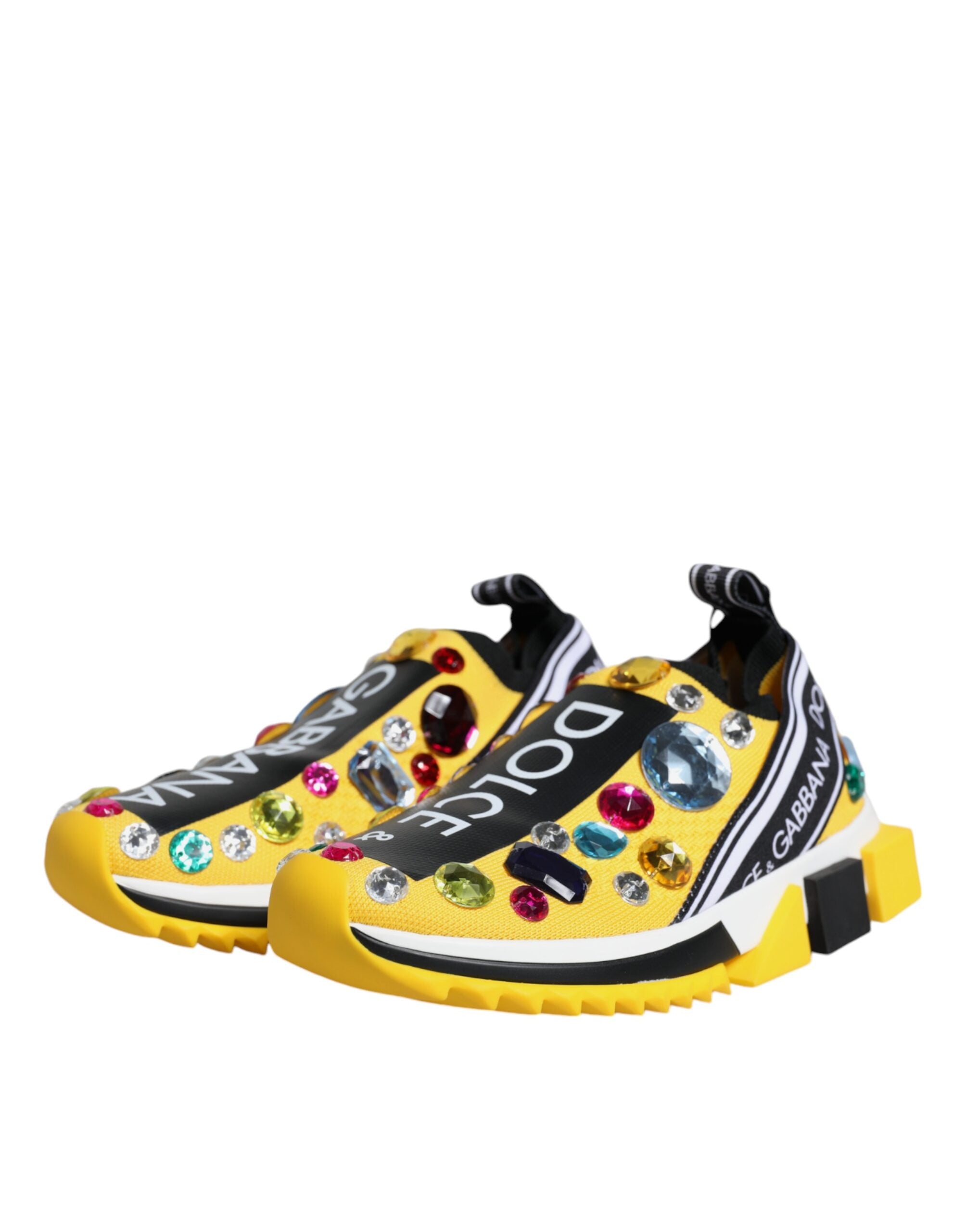 Zapatillas bajas con cristales Sorrento amarillos de Dolce & Gabbana-4