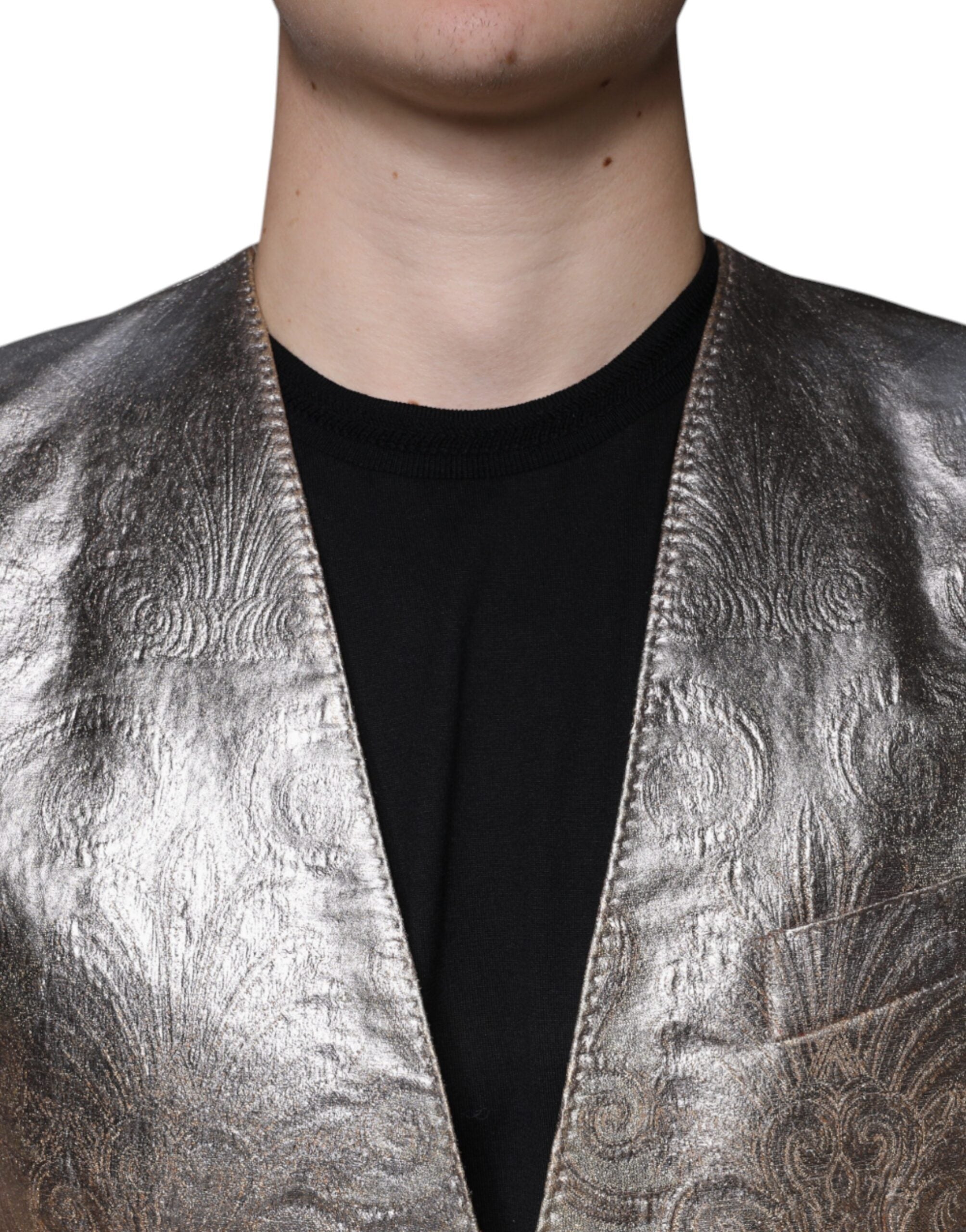 Dolce & Gabbana Gold Jacquard einreihiger Kleiderblazer-5