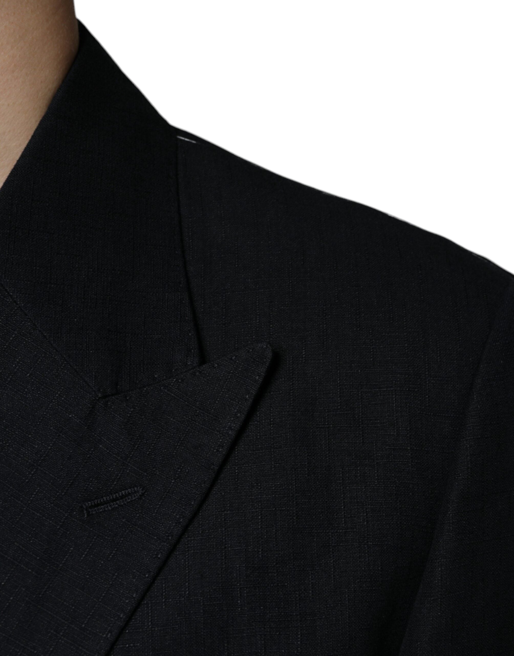 Dolce & Gabbana Schwarzer doppelreihiger Kleiderblazer aus Leinen-6
