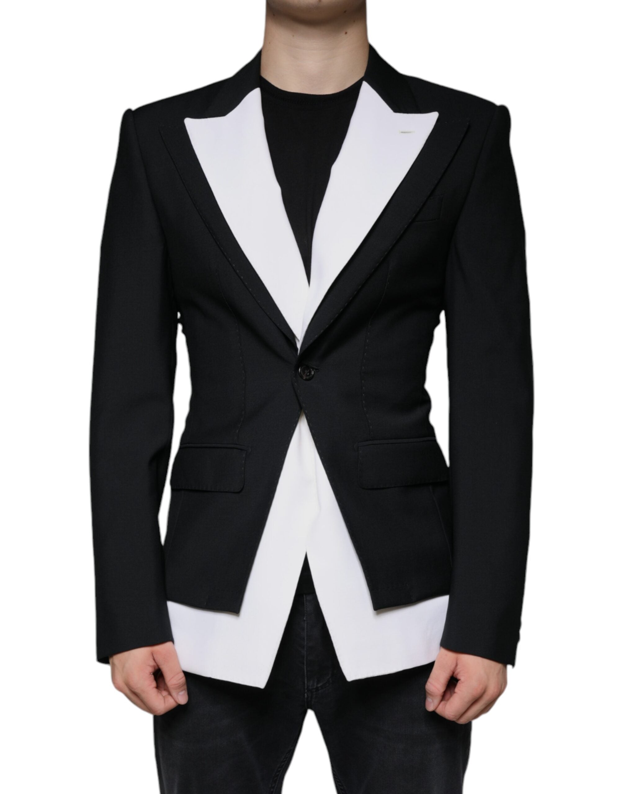 Dolce & Gabbana Black and white single-breasted dress blazer-1