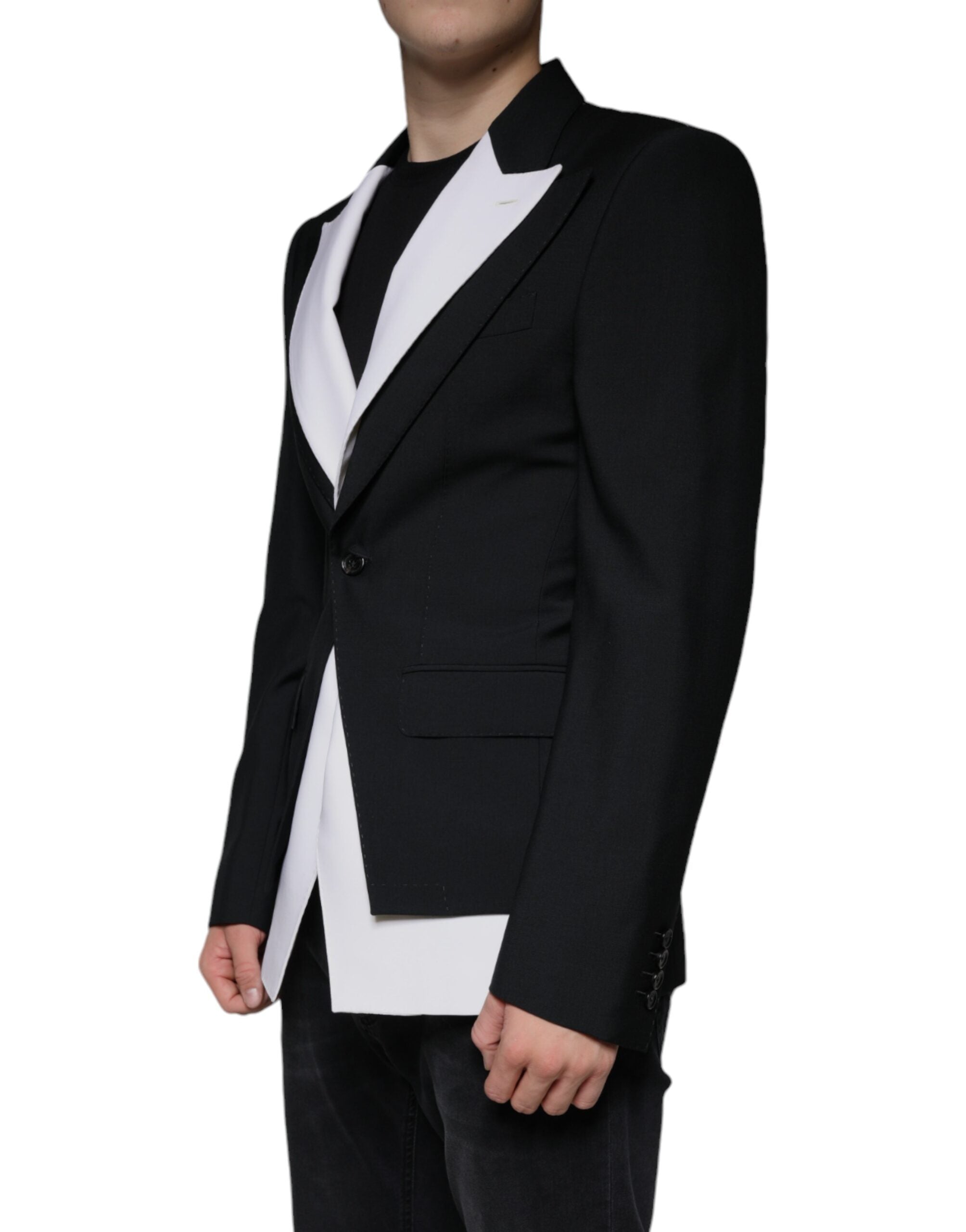 Dolce & Gabbana Black and white single-breasted dress blazer-3