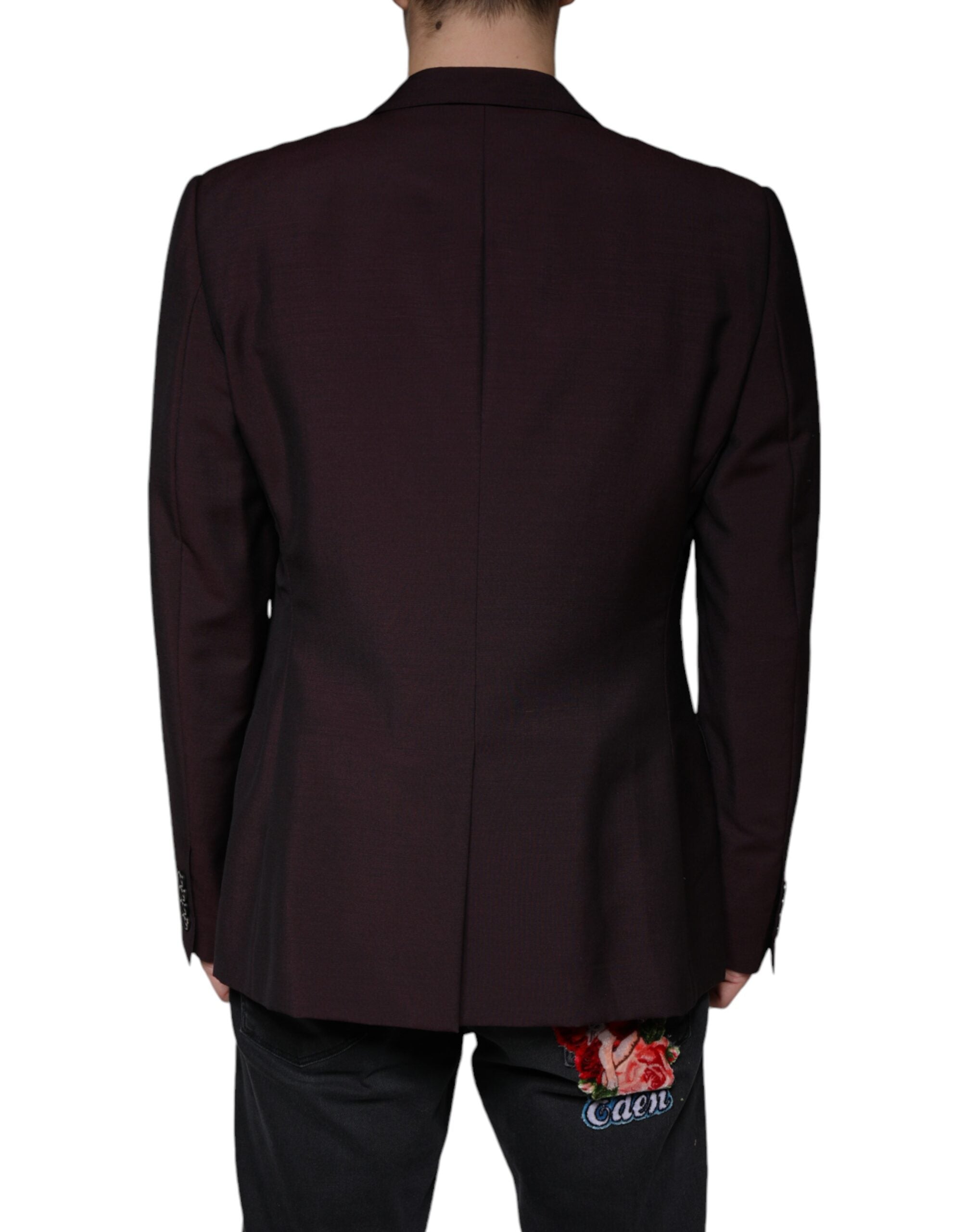Dolce & Gabbana Bordeaux single-breasted wool blazer-4