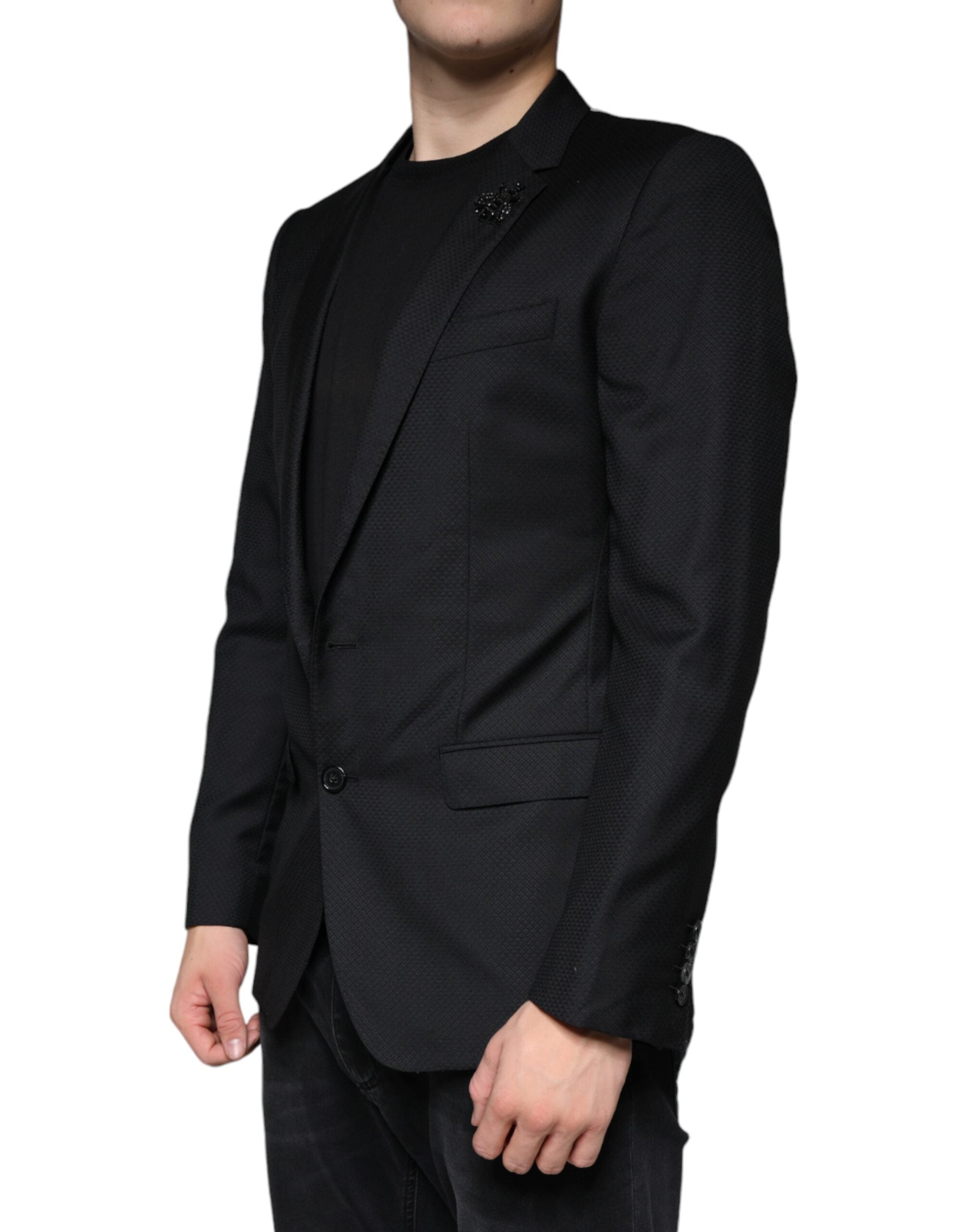 Blazer de botonadura sencilla con abeja MARTINI negra de Dolce & Gabbana-3