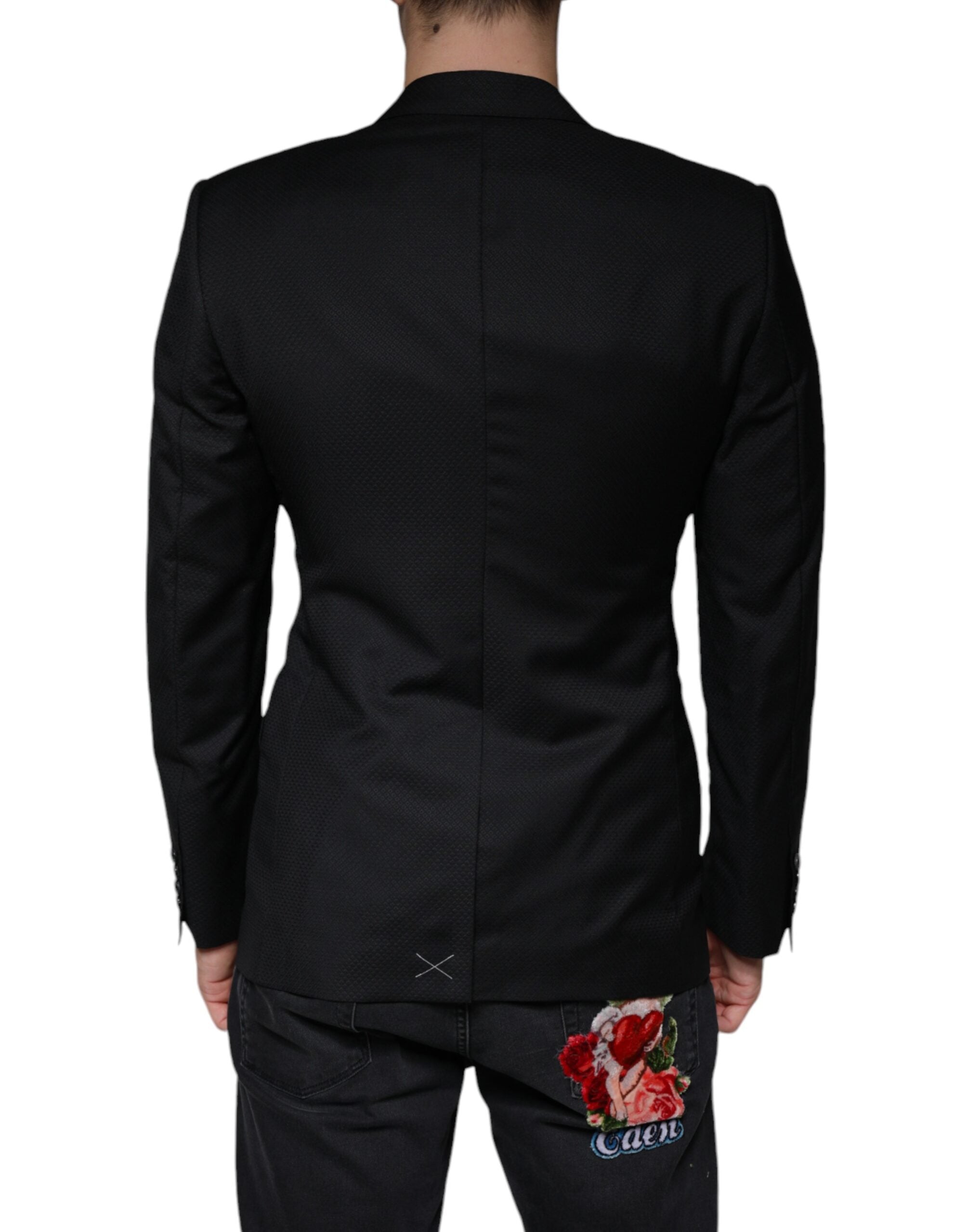 Blazer de botonadura sencilla con abeja MARTINI negra de Dolce & Gabbana-4
