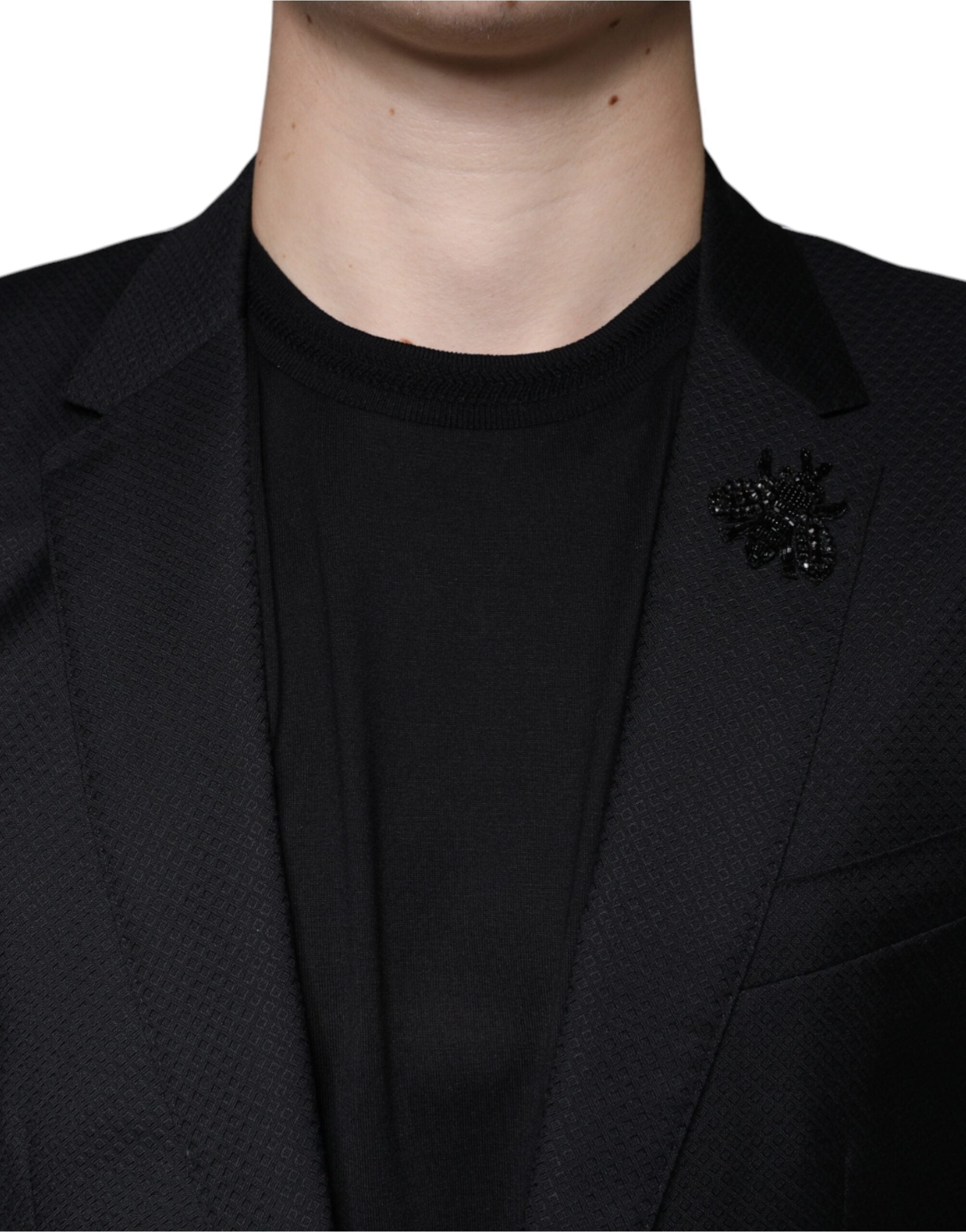 Blazer de botonadura sencilla con abeja MARTINI negra de Dolce & Gabbana-5