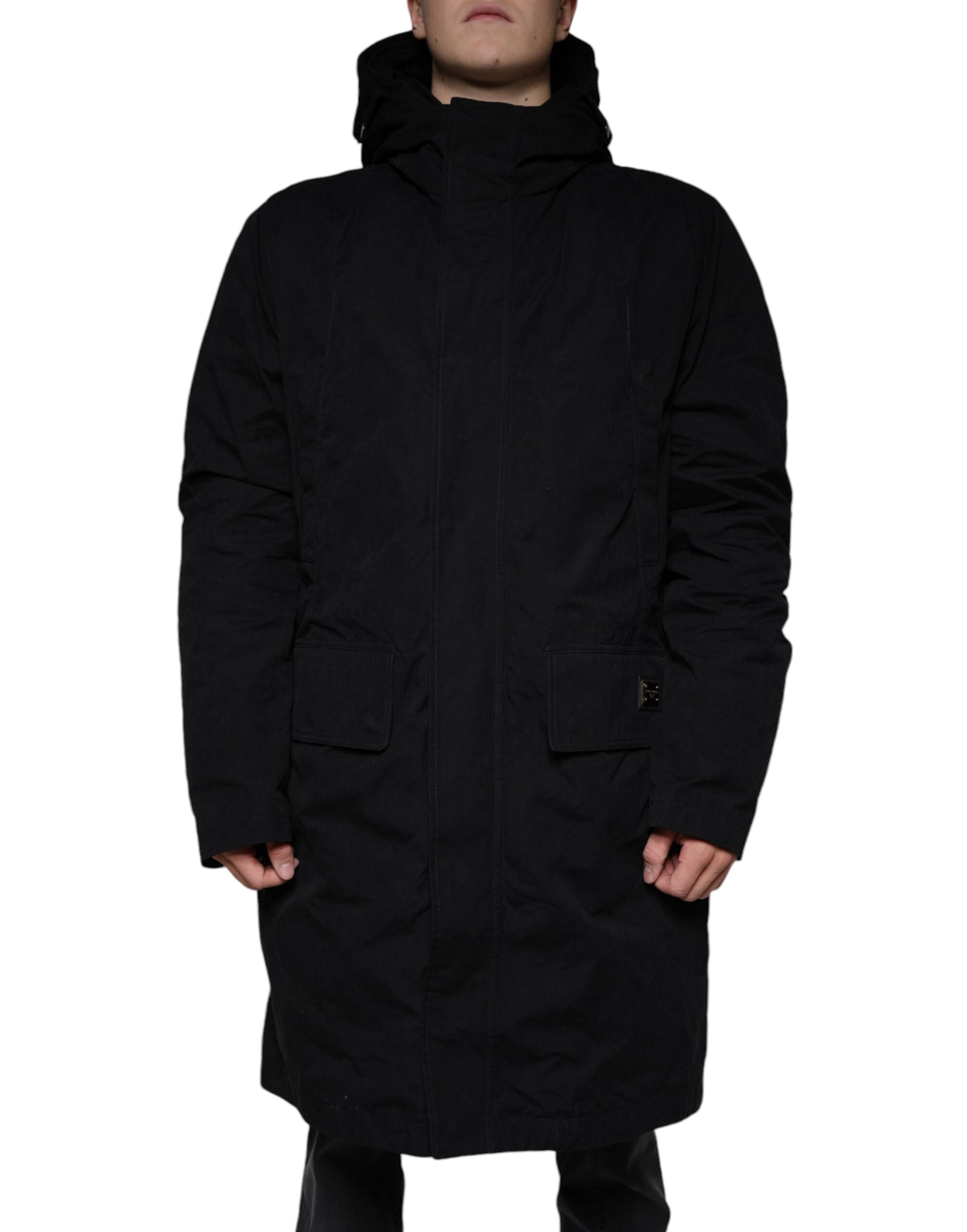 Dolce & Gabbana Black Hooded Parka Cotton Trench Coat Jacket-2