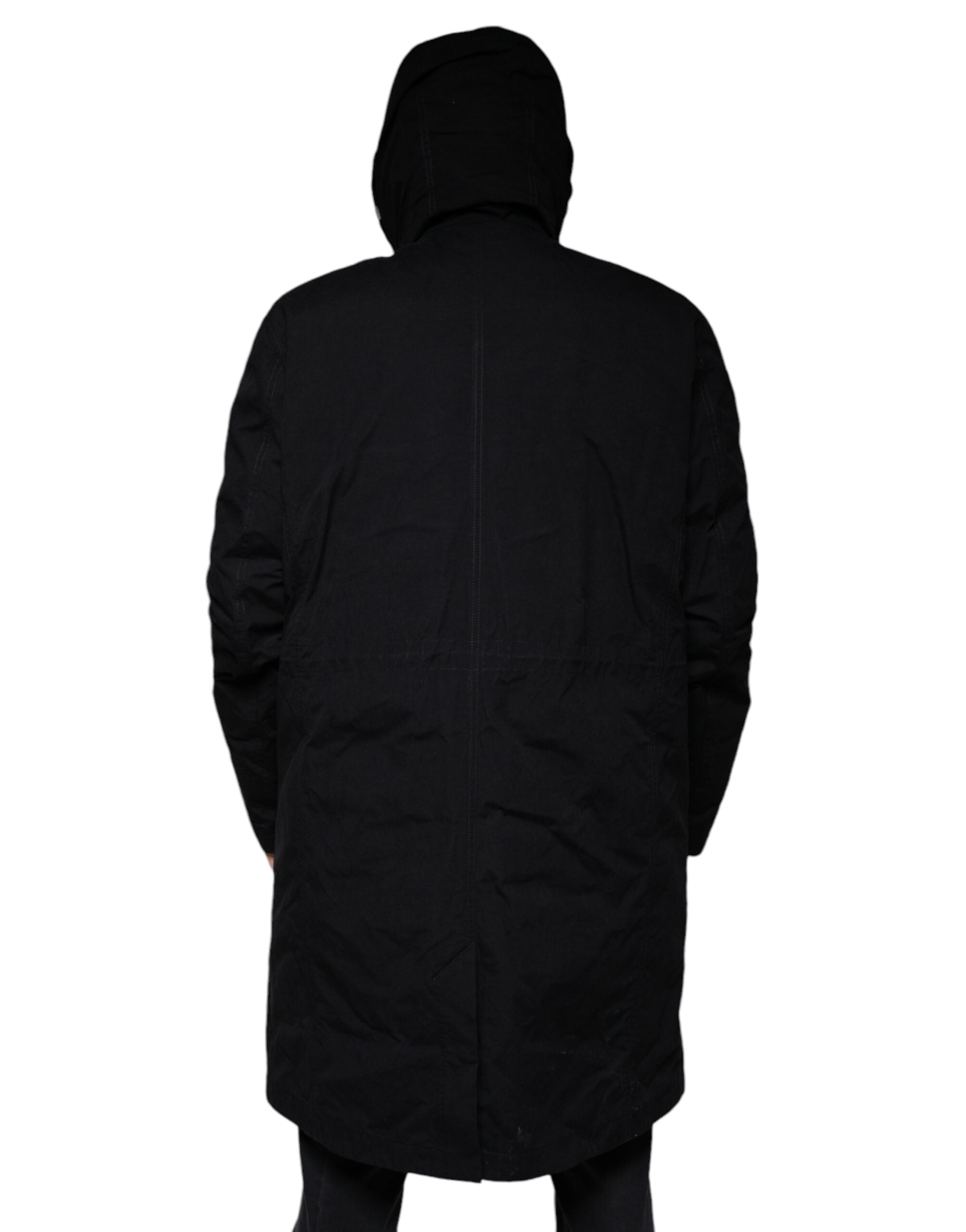 Dolce & Gabbana Black Hooded Parka Cotton Trench Coat Jacket-4