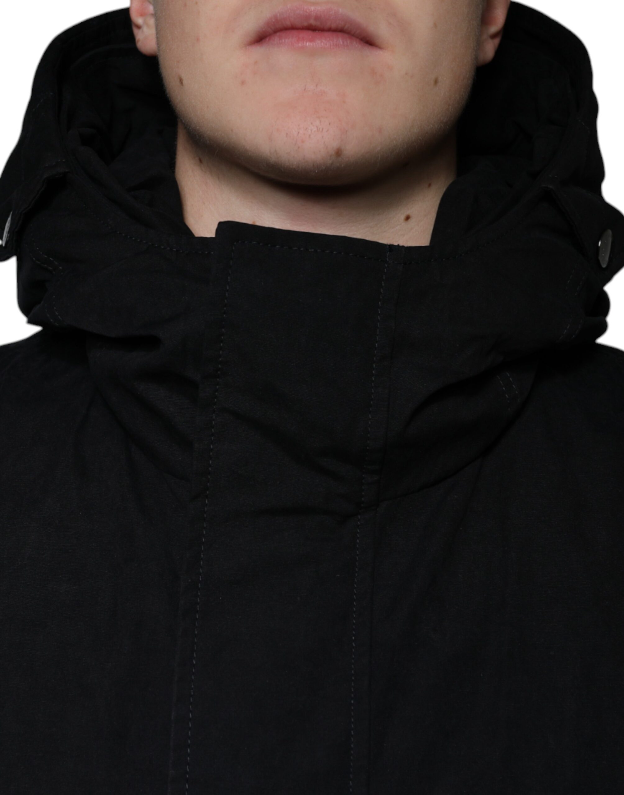 Dolce & Gabbana Black Hooded Parka Cotton Trench Coat Jacket-5