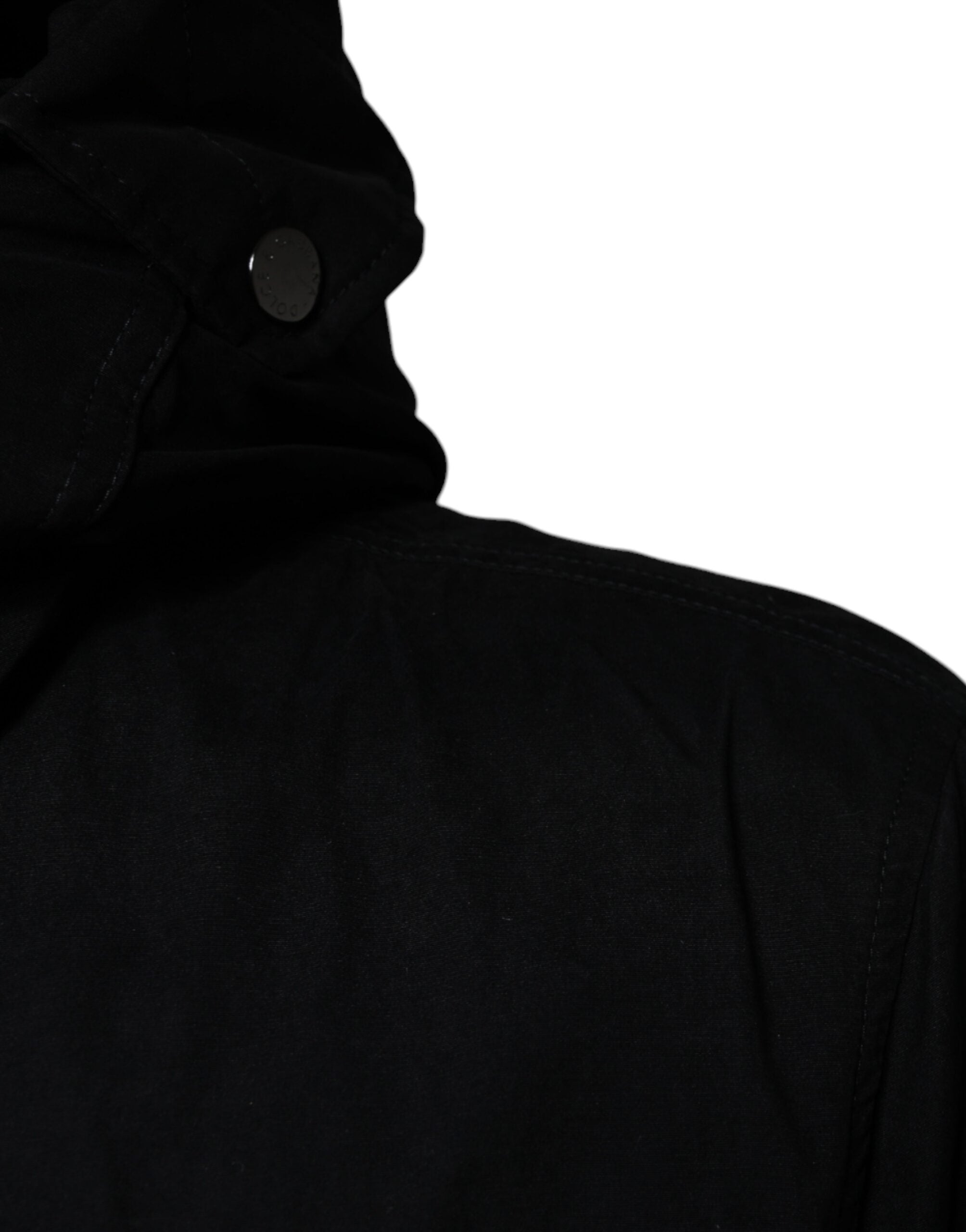 Dolce & Gabbana Black Hooded Parka Cotton Trench Coat Jacket-6