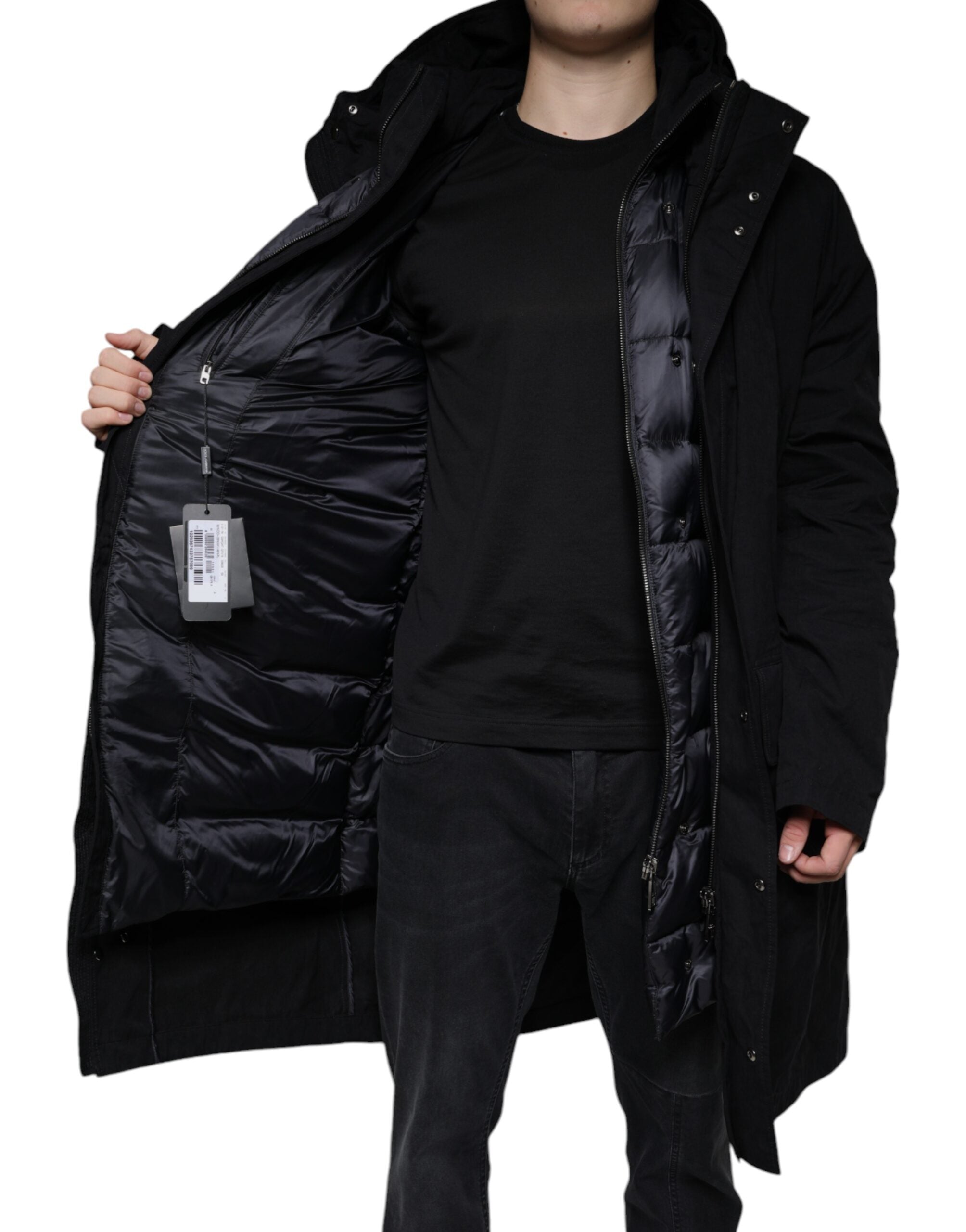 Dolce & Gabbana Black Hooded Parka Cotton Trench Coat Jacket-8