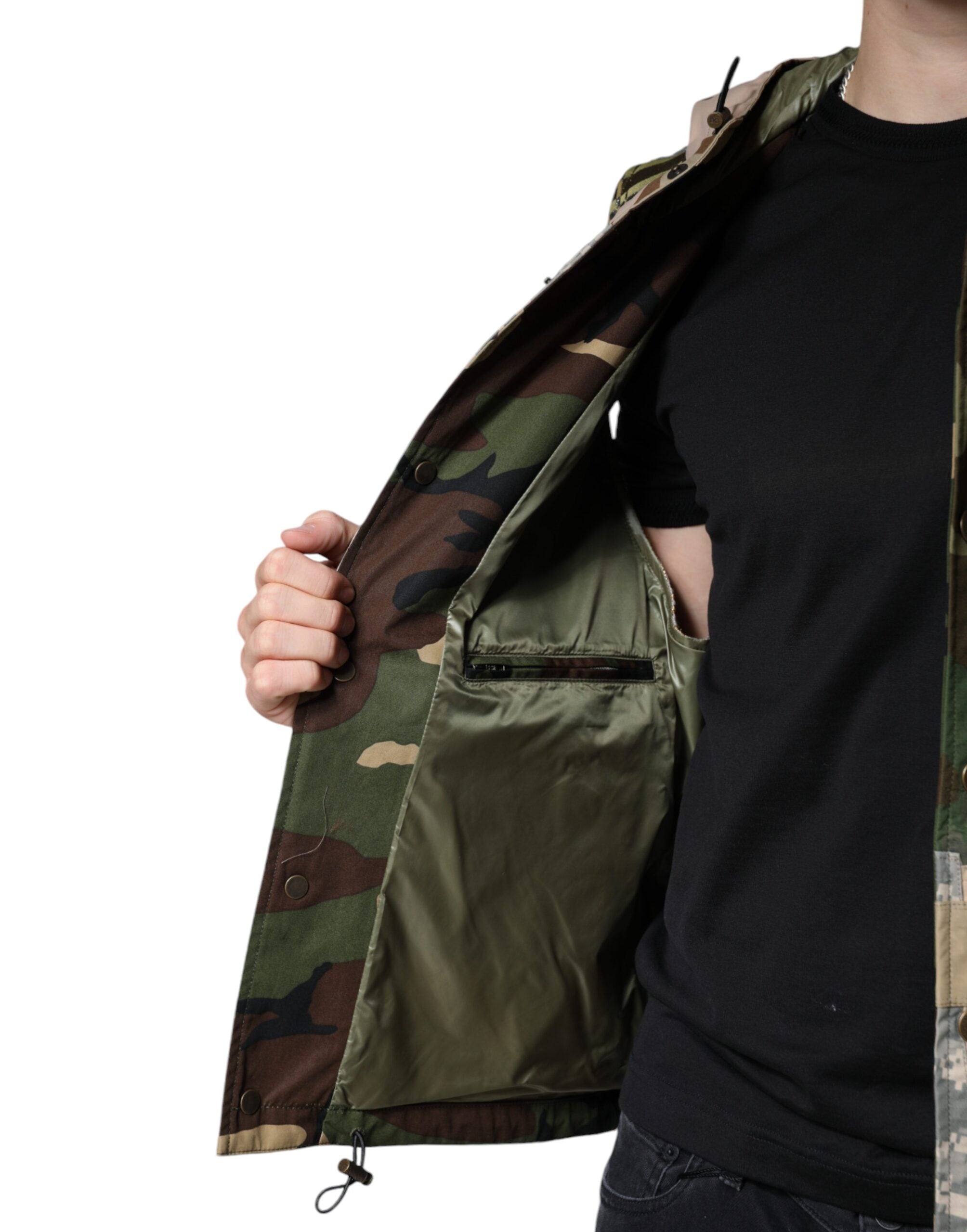 Dolce & Gabbana Multicolor Patchwork-Weste mit Kapuze Jacke-7
