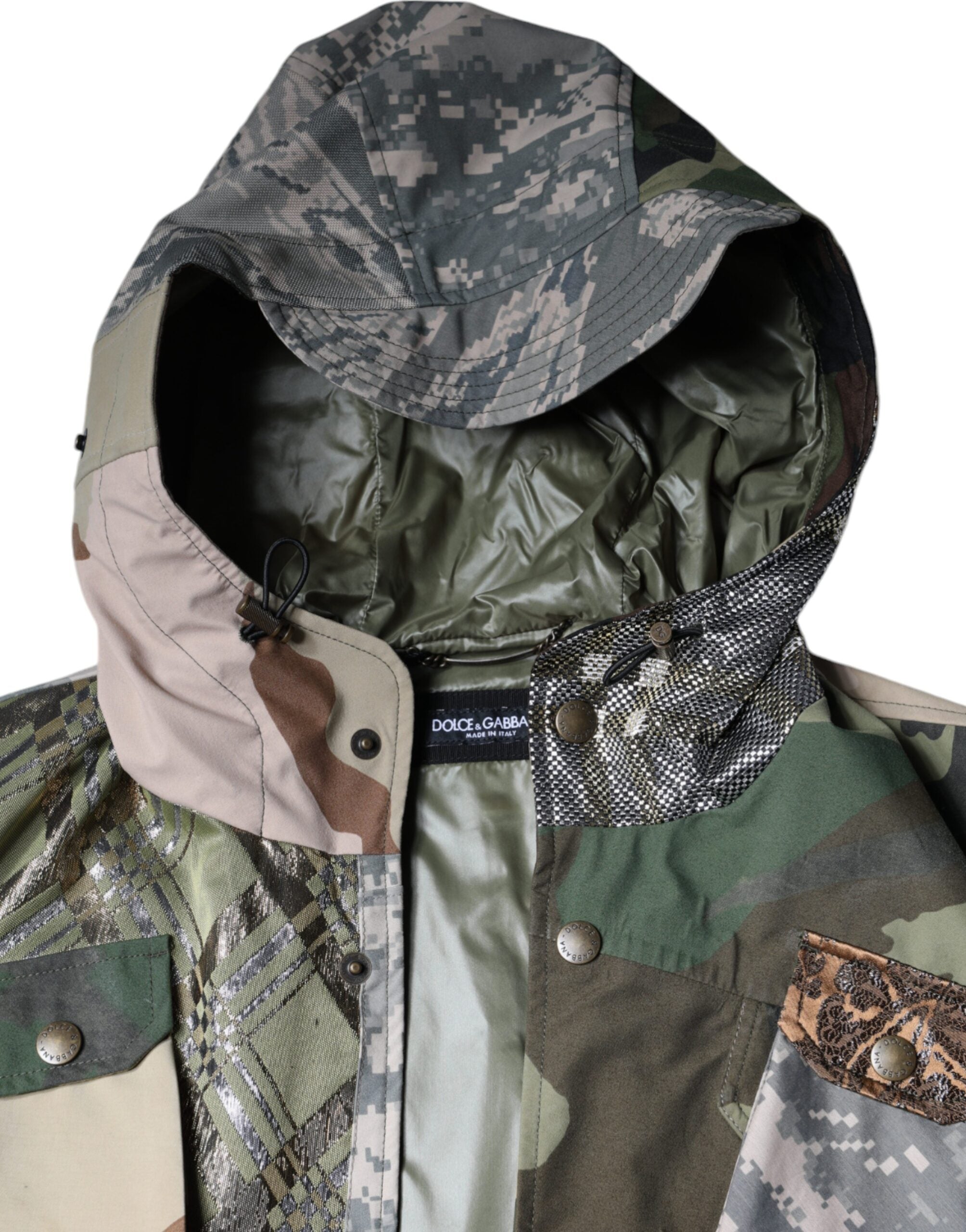 Dolce & Gabbana Multicolor Patchwork-Weste mit Kapuze Jacke-8