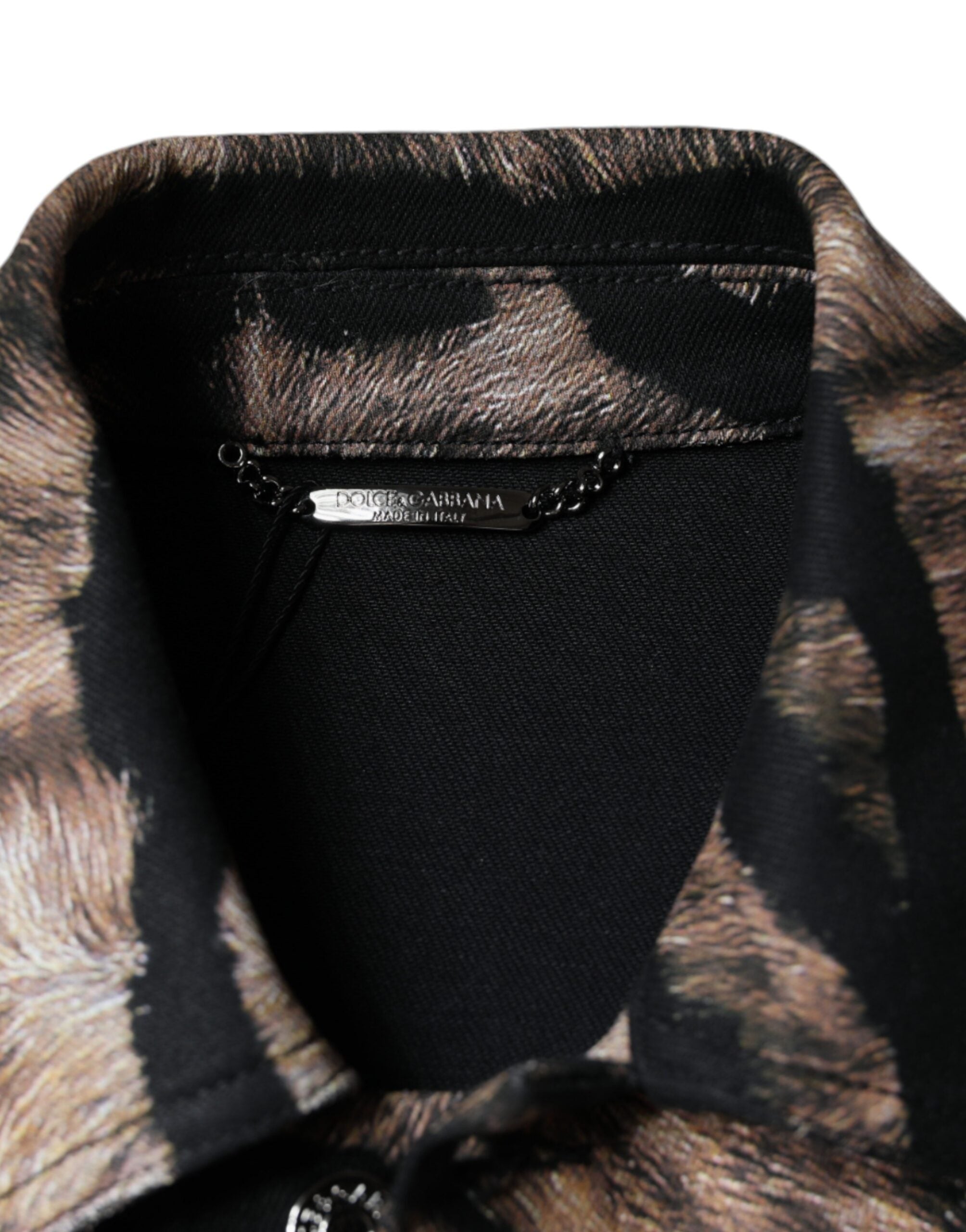 Dolce & Gabbana Braune Tiger Button Down Jacke mit Kragen-7