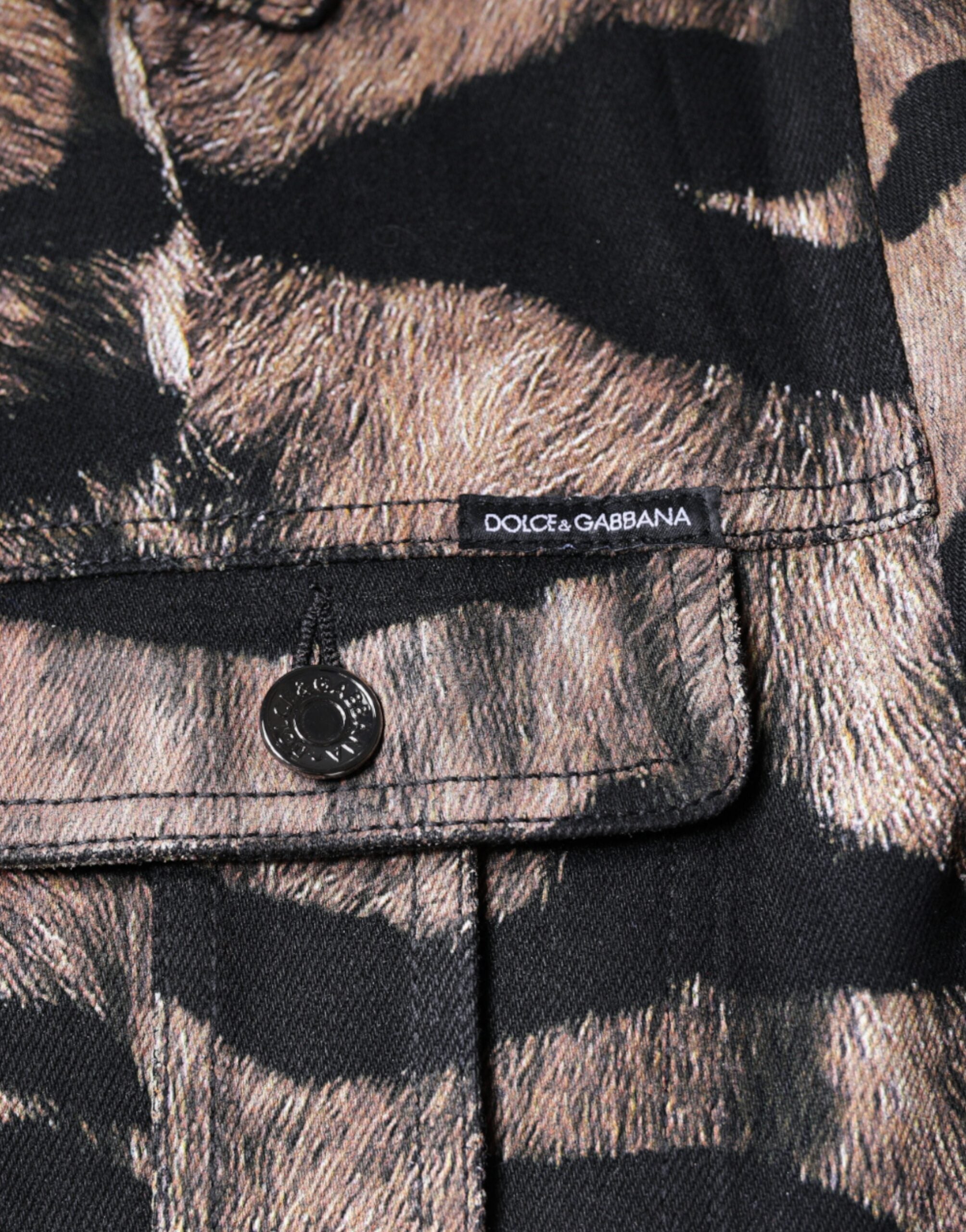 Dolce & Gabbana Braune Tiger Button Down Jacke mit Kragen-8
