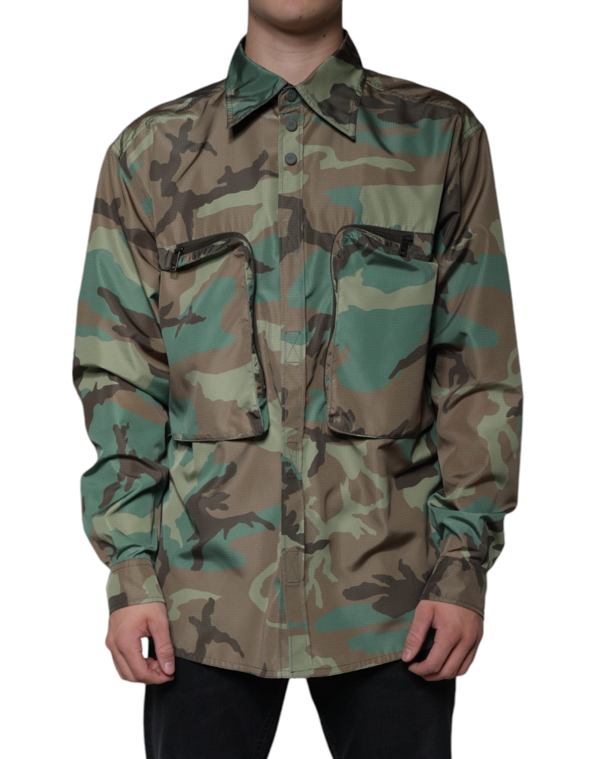 Dolce & Gabbana Multicolor Camouflage Button Down Shirt-1