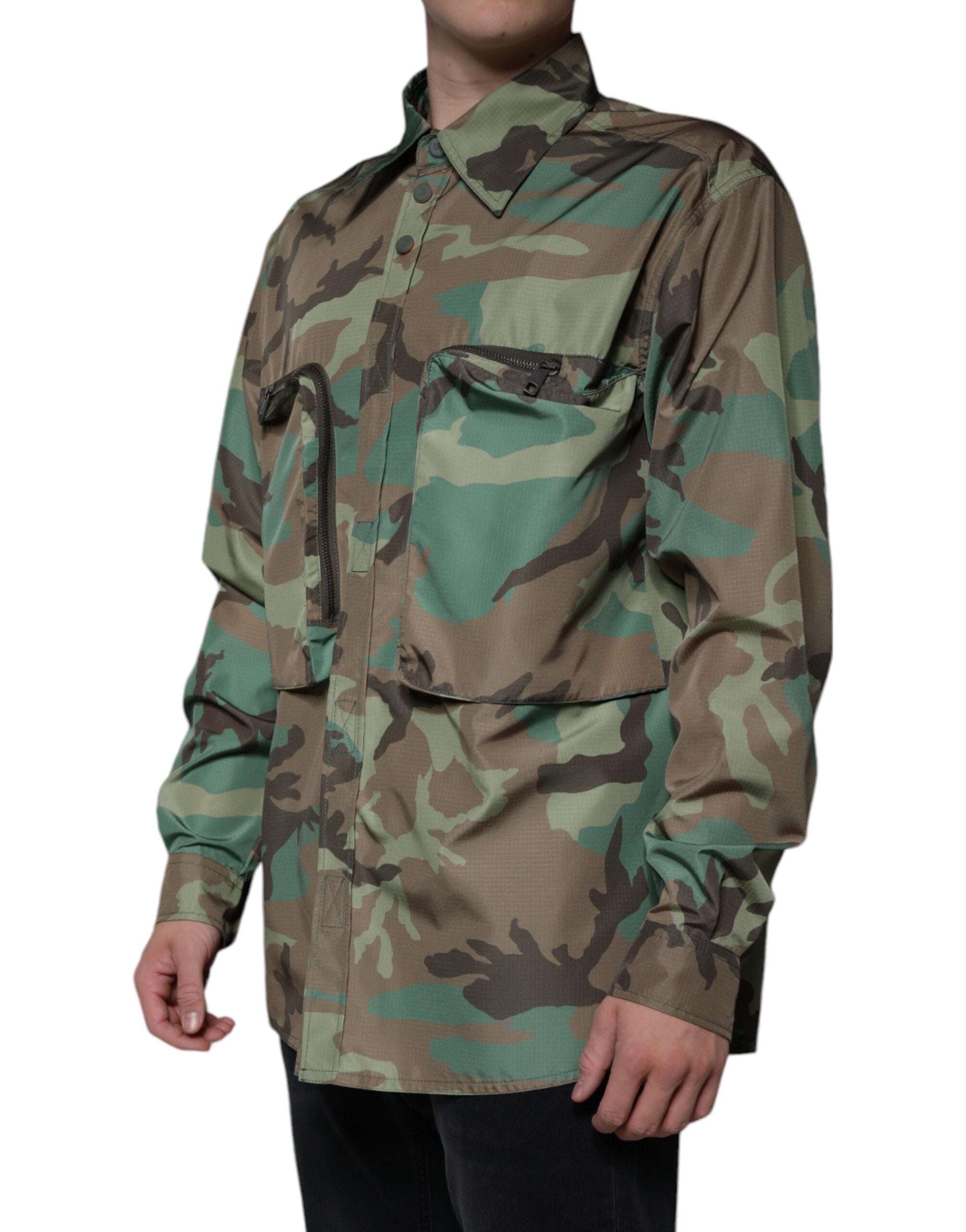 Dolce & Gabbana Multicolor Camouflage Button Down Shirt-3
