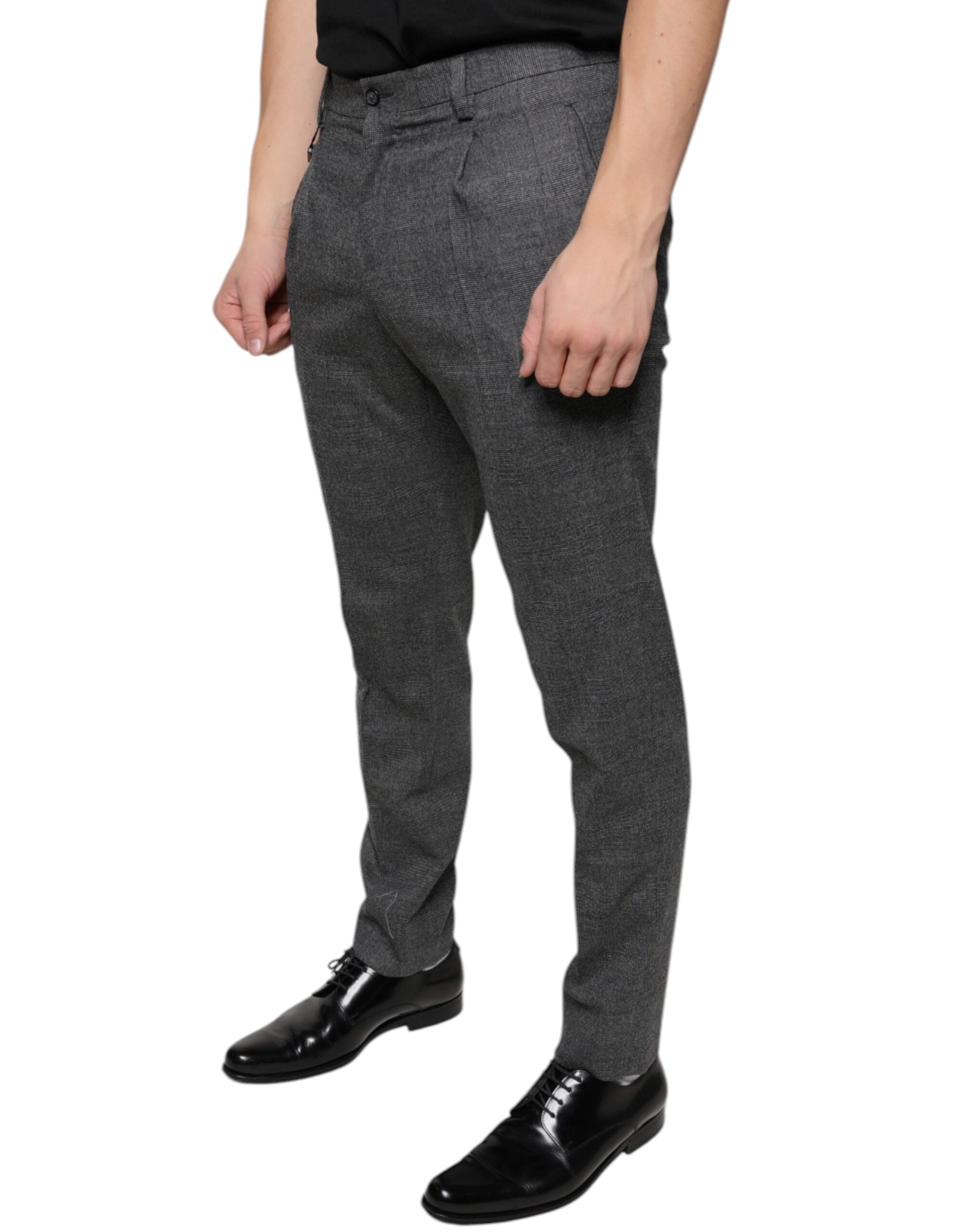 Dolce & Gabbana Grey Check Tartan Wool Skinny Pants-3