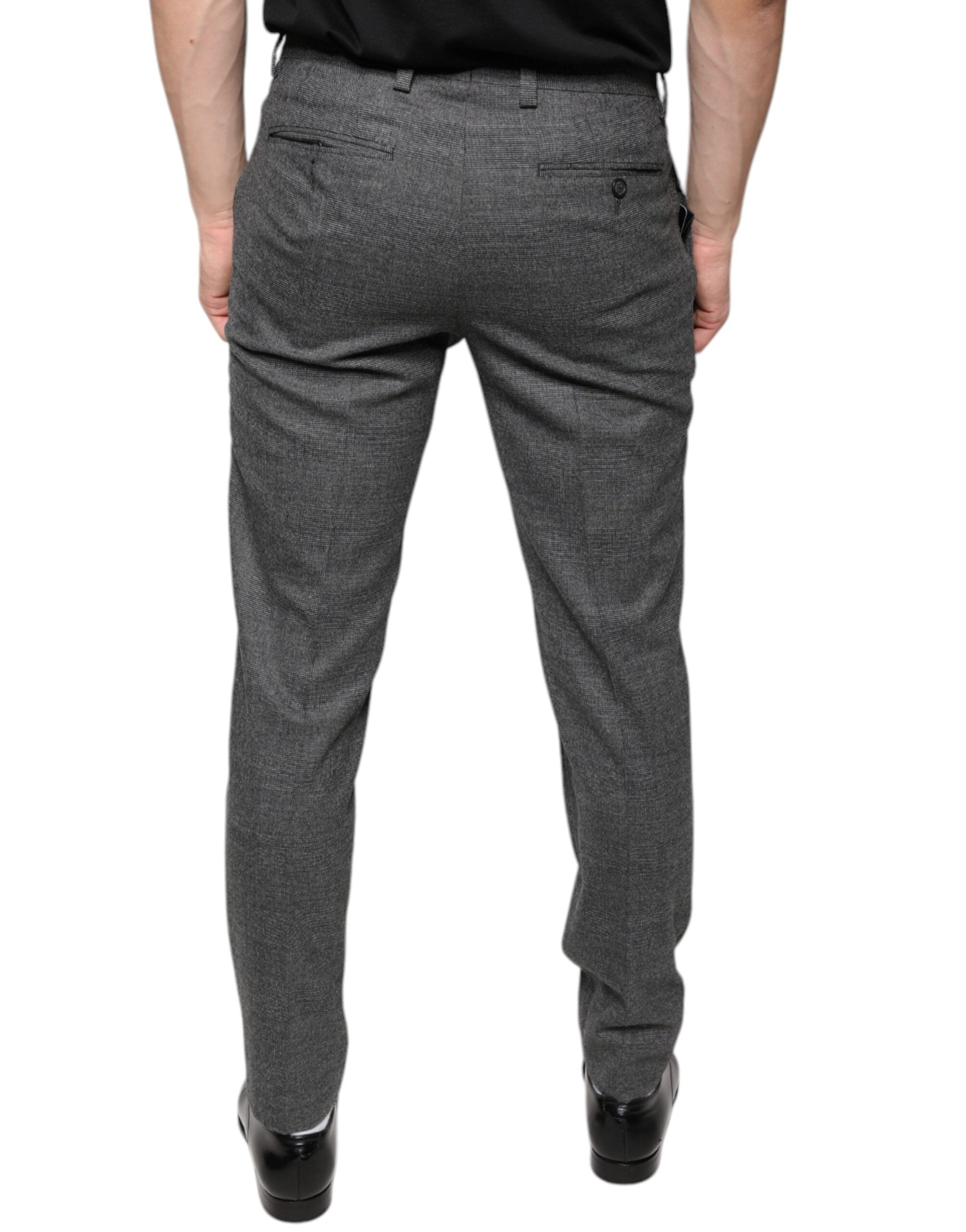 Dolce & Gabbana Grey Check Tartan Wool Skinny Pants-4
